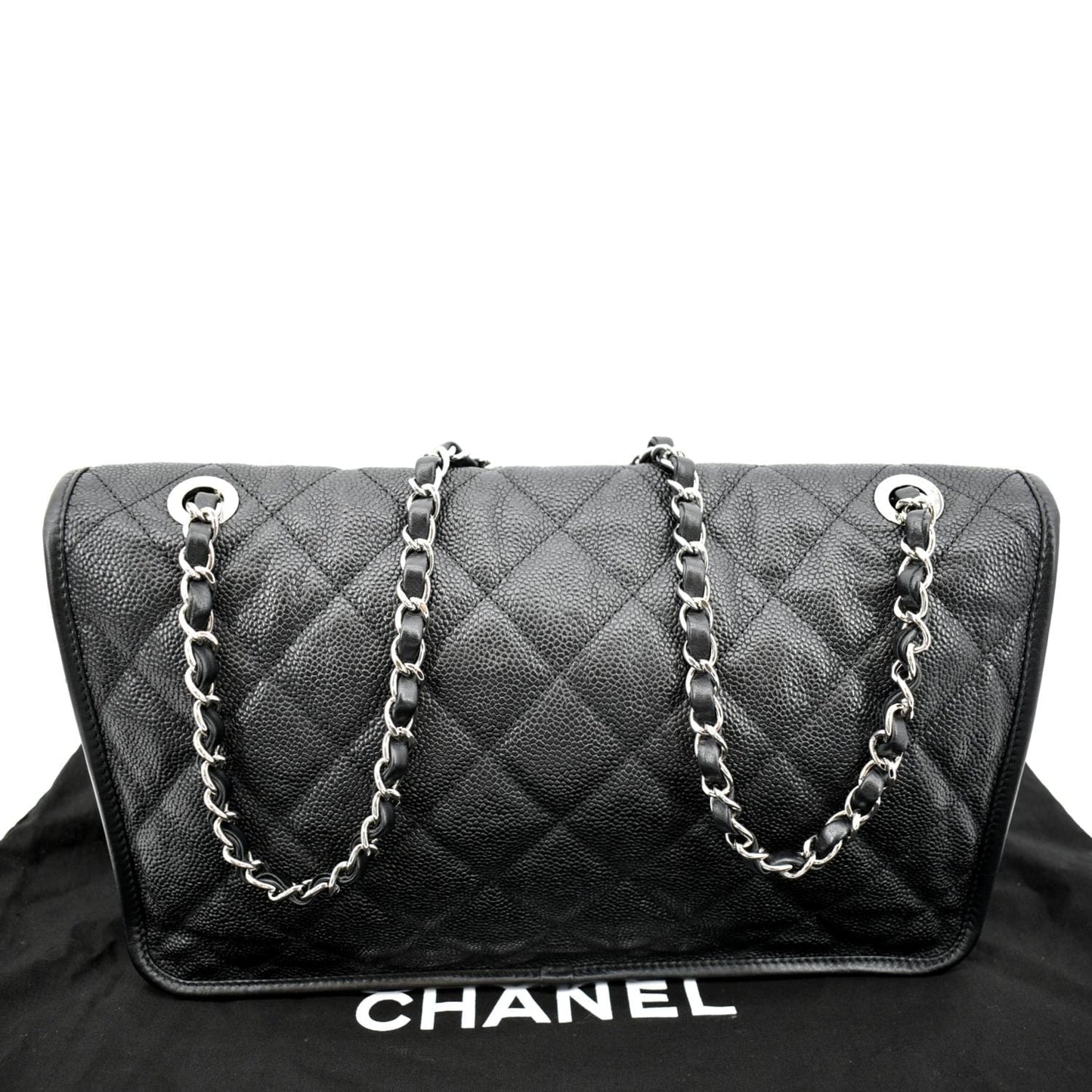Chanel Riviera Flap Quilted Caviar Leather Black Travel Bag