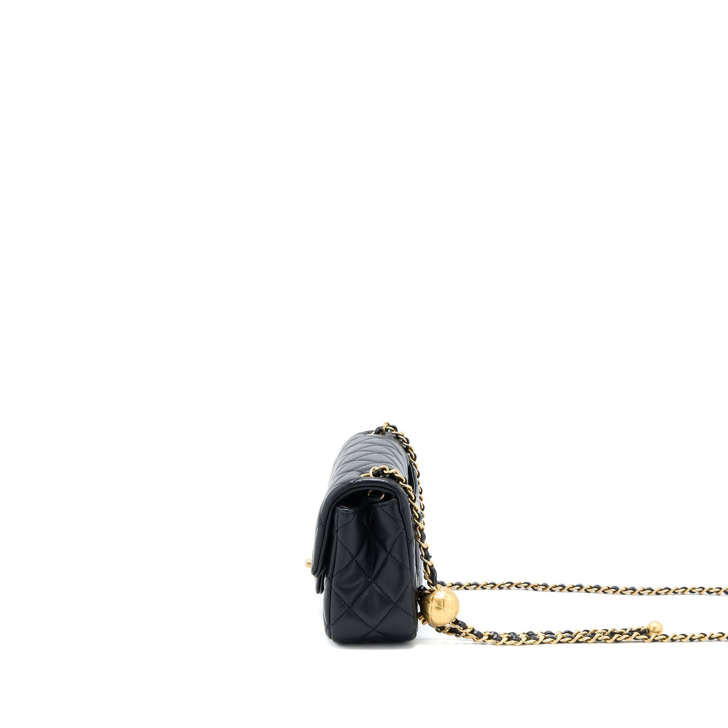 Chanel Pearl Crush Rectangular Flap Lambskin Brushed Black Shoulder Bag