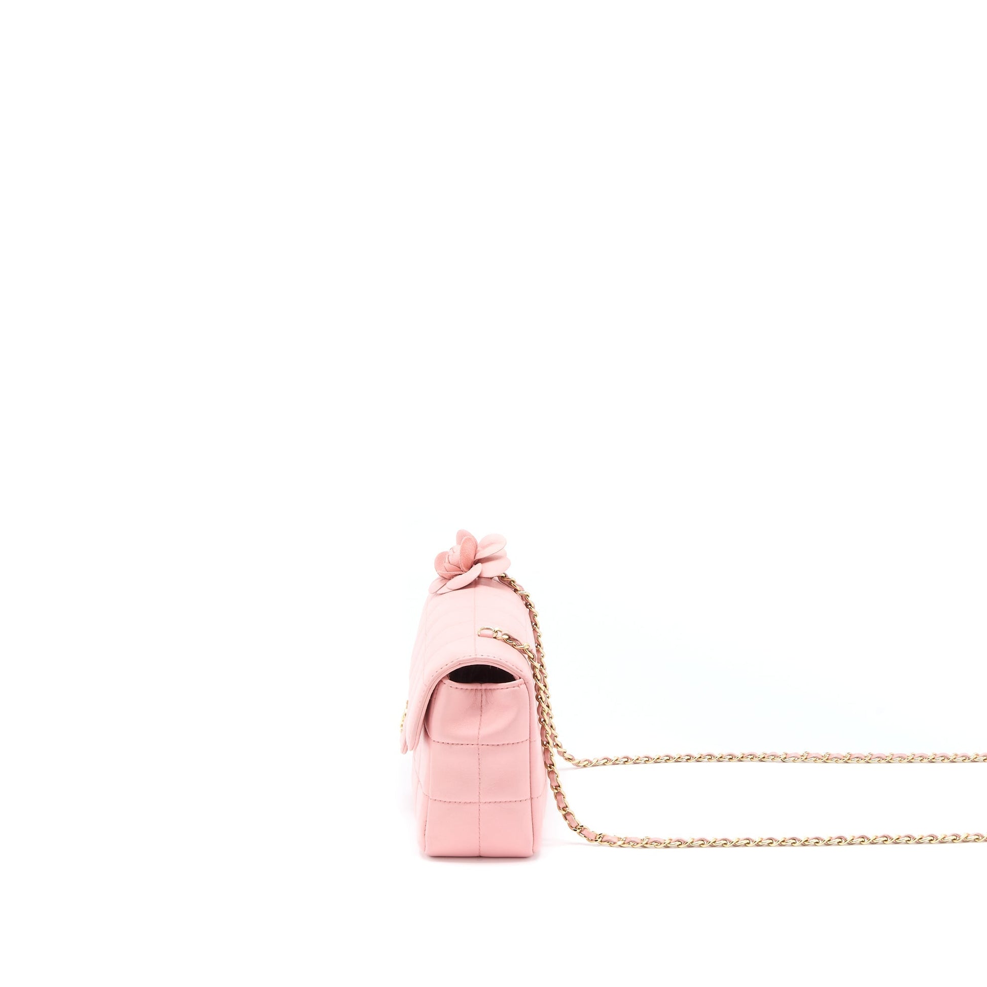 Chanel Camellia Flap Lambskin GHW Pink Shoulder Bag