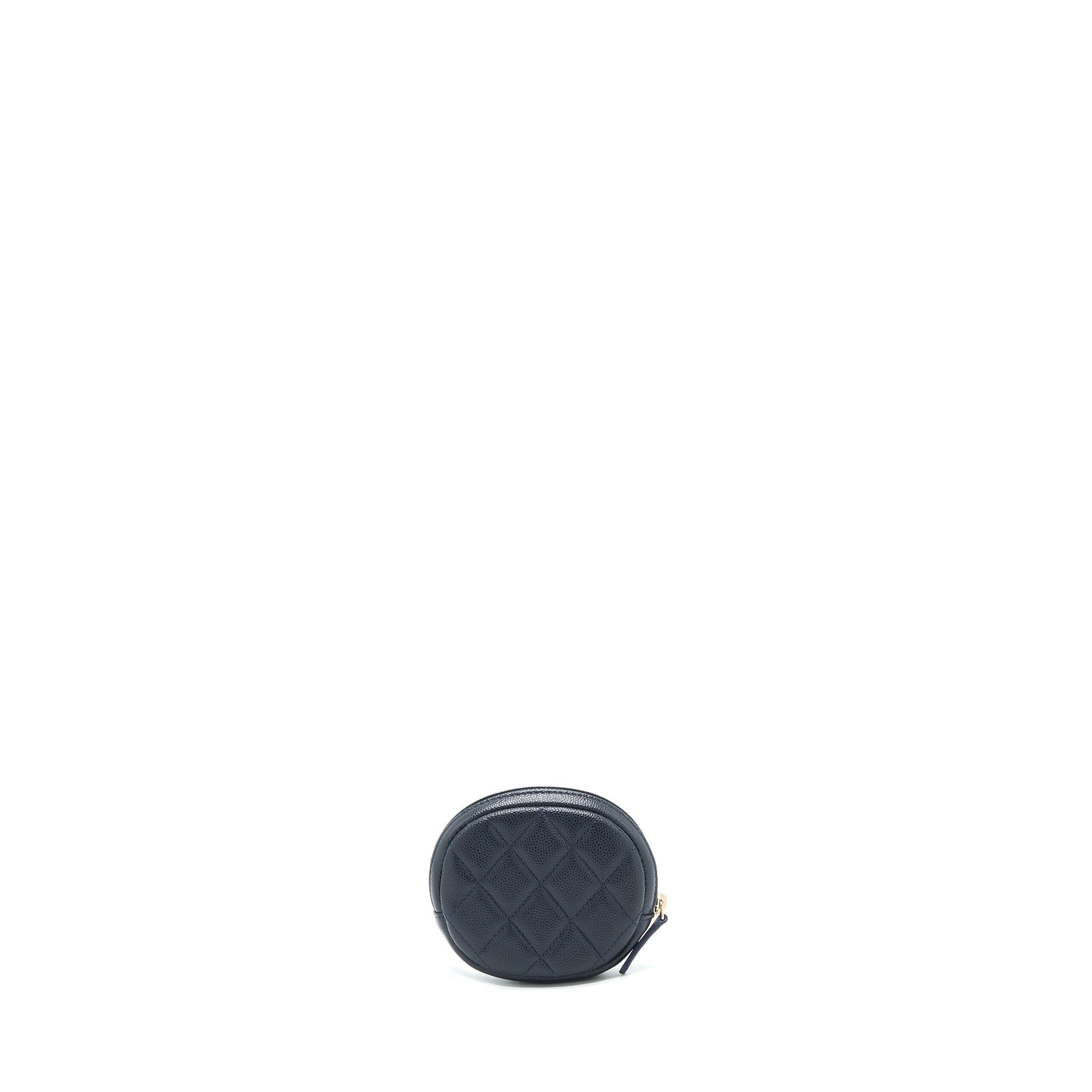 Chanel Round Coin Purse Caviar Navy Wallet Case