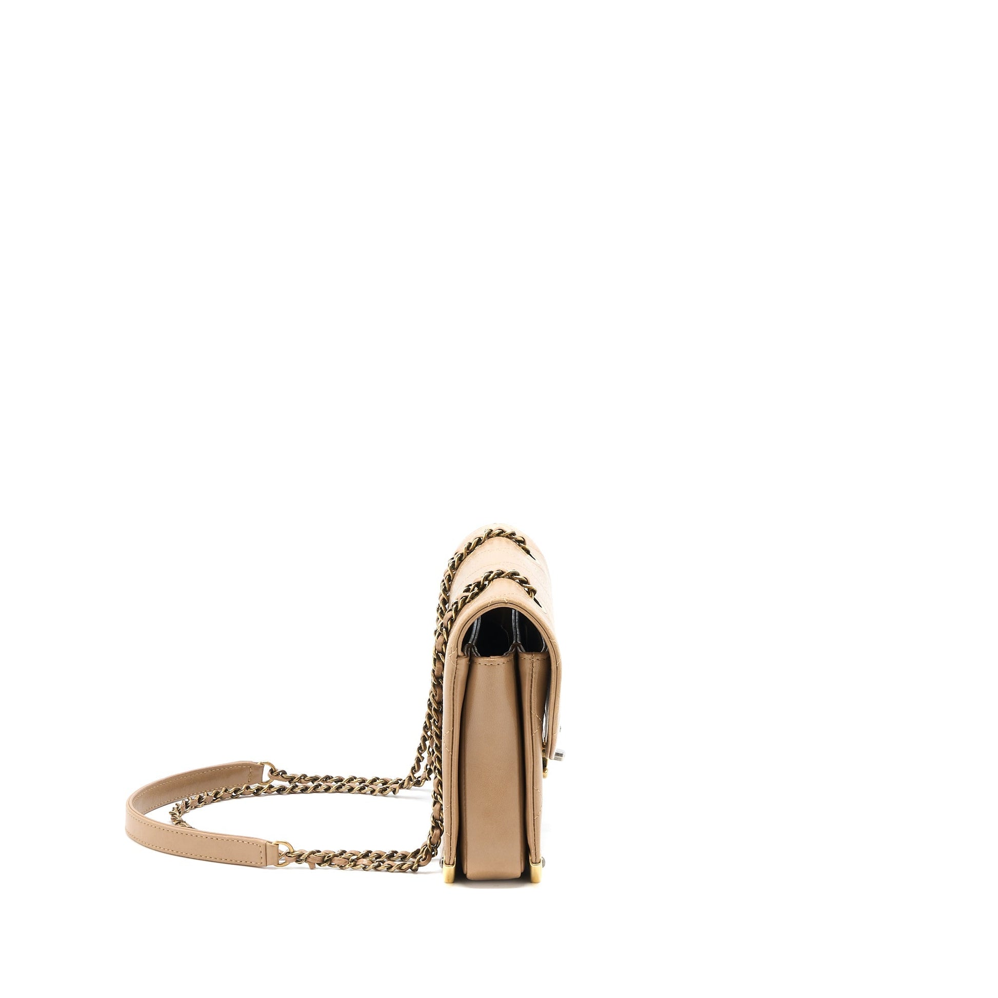Chanel Messenger Flap Lambskin GHW Beige Shoulder Bag