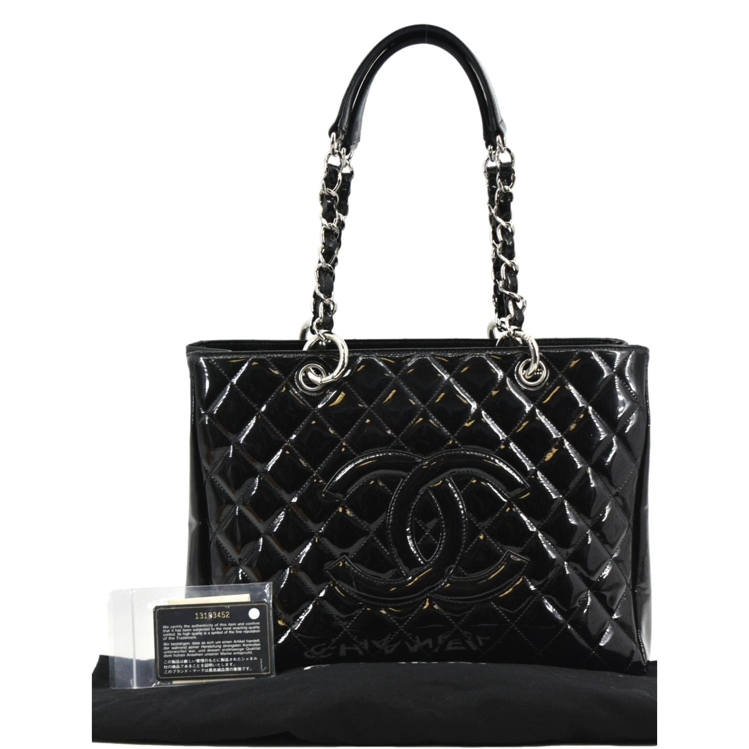 Chanel Grand Shopping Patent Leather GST Tote Bag Black