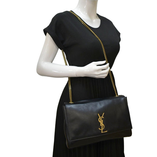 YSL Saint Laurent Yves Kate Reversible Crossbody Bag Leather Black Medium