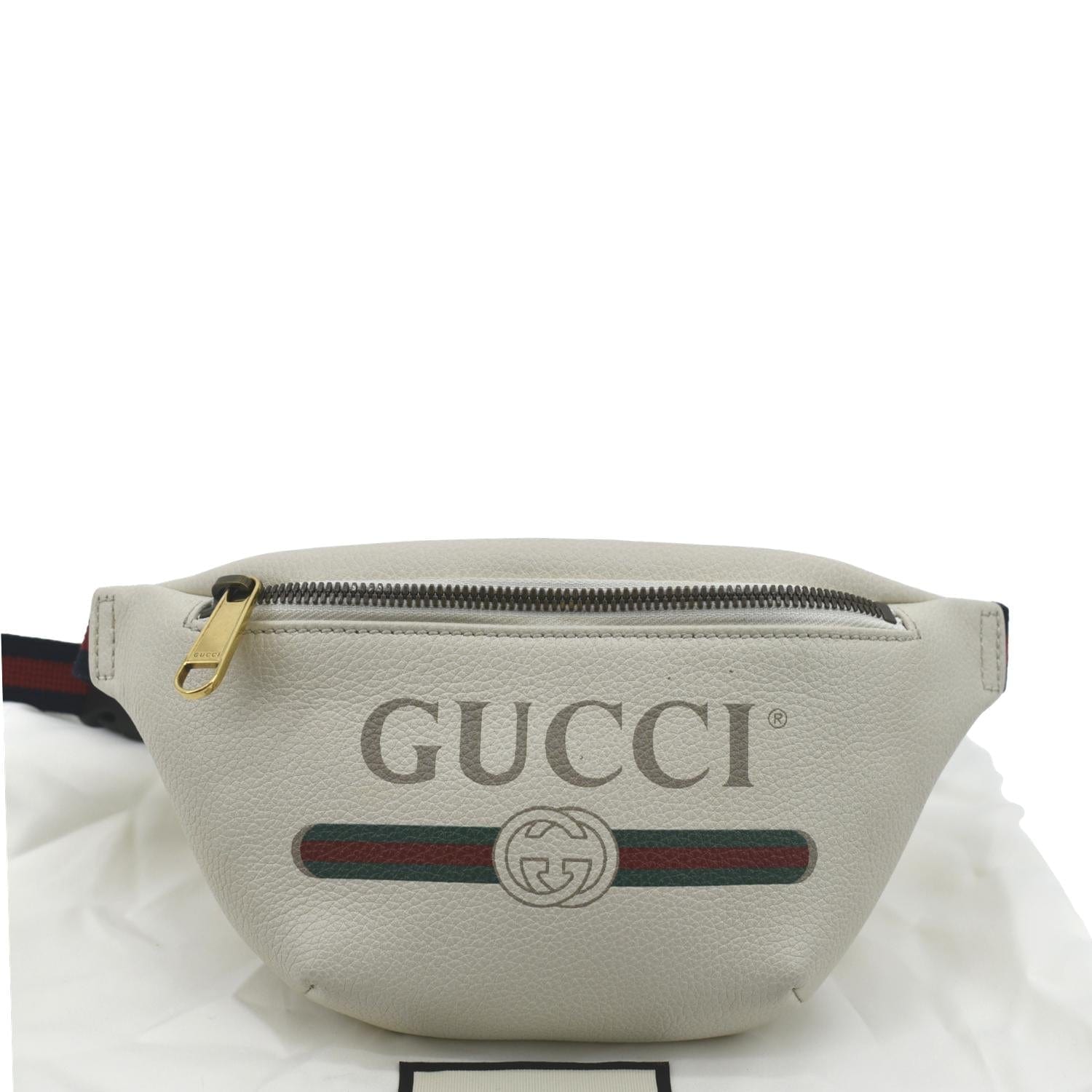 Gucci Print Belt Waist Bum Bag Leather White Accessory