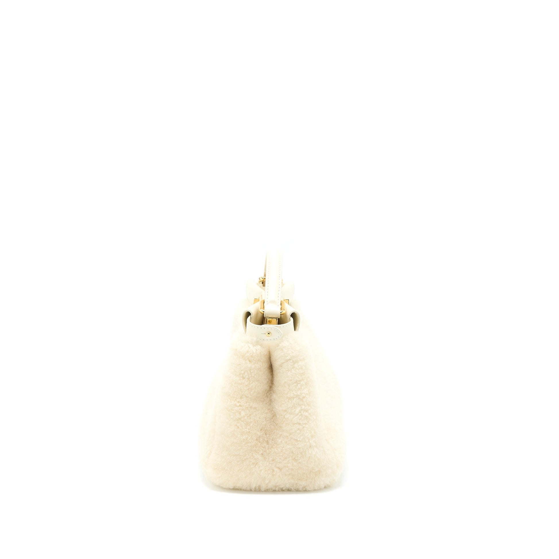 Fendi Peekaboo Purse Montone Liscio Lambskin White Mini Travel Bag