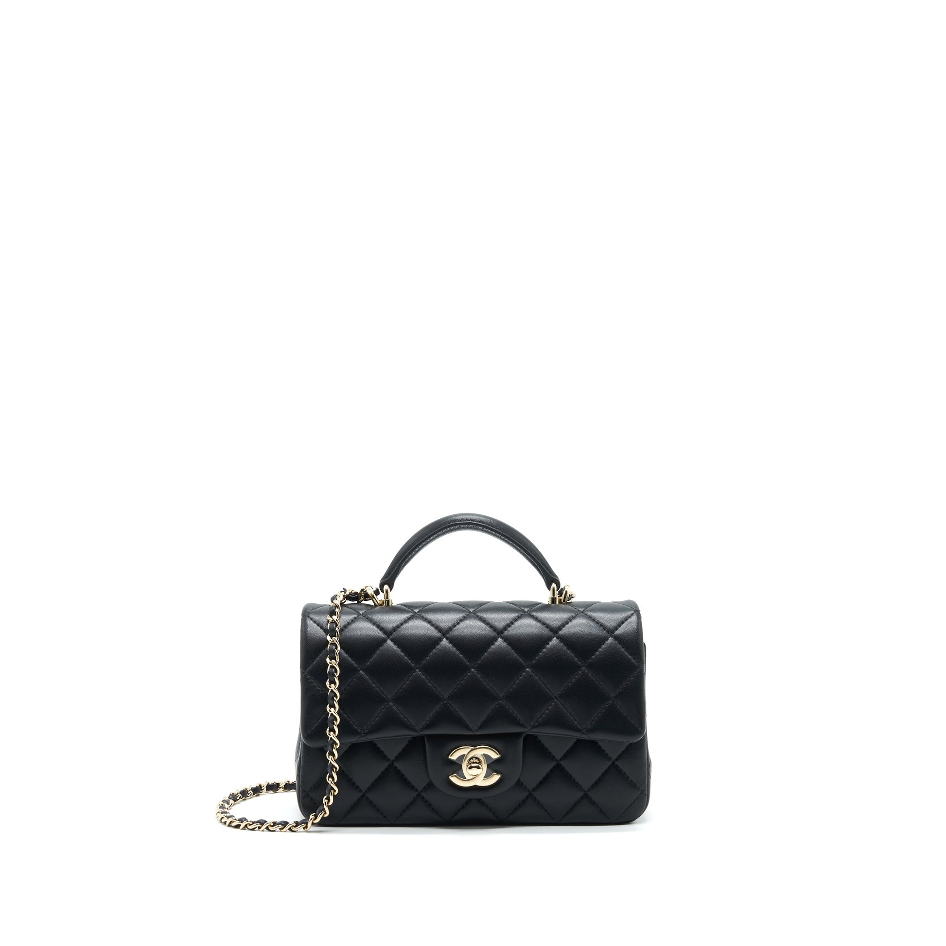 Chanel 21K top handle Rectangular flap LGHW Black Shoulder Bag