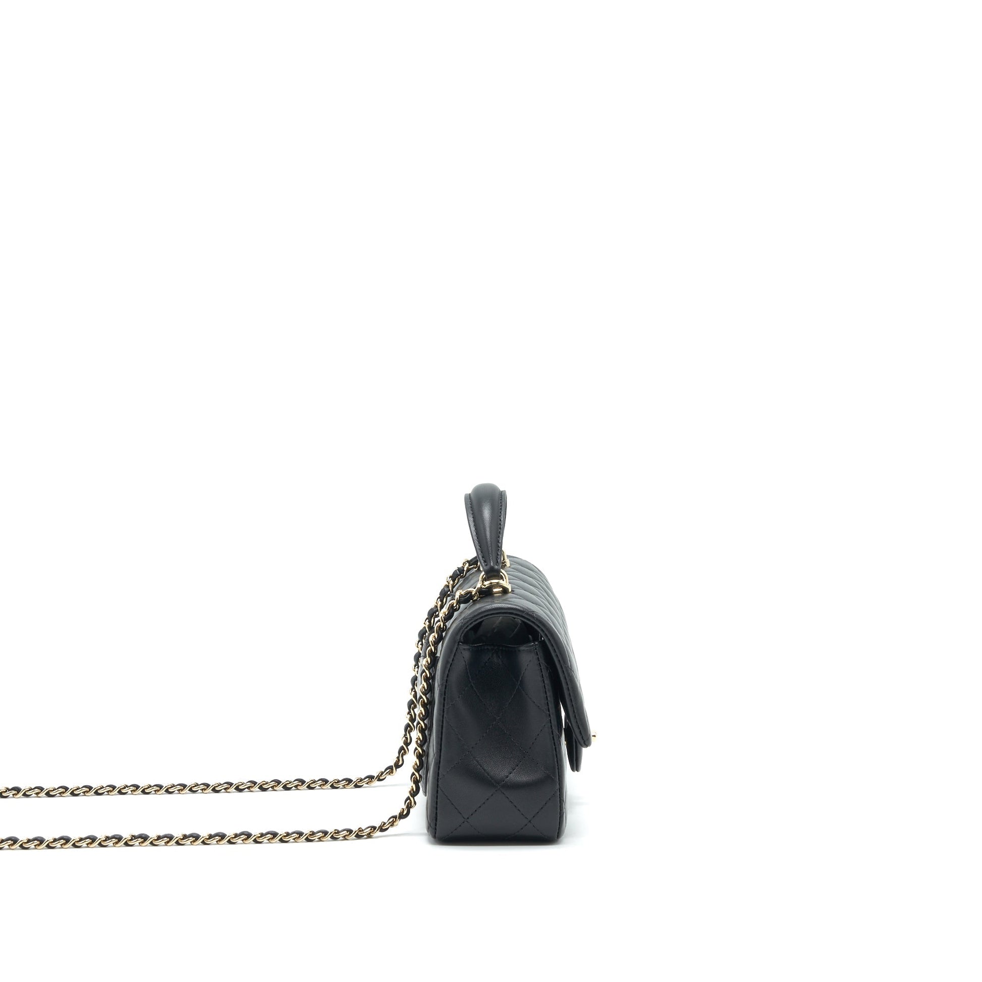 Chanel 21K top handle Rectangular flap LGHW Black Shoulder Bag