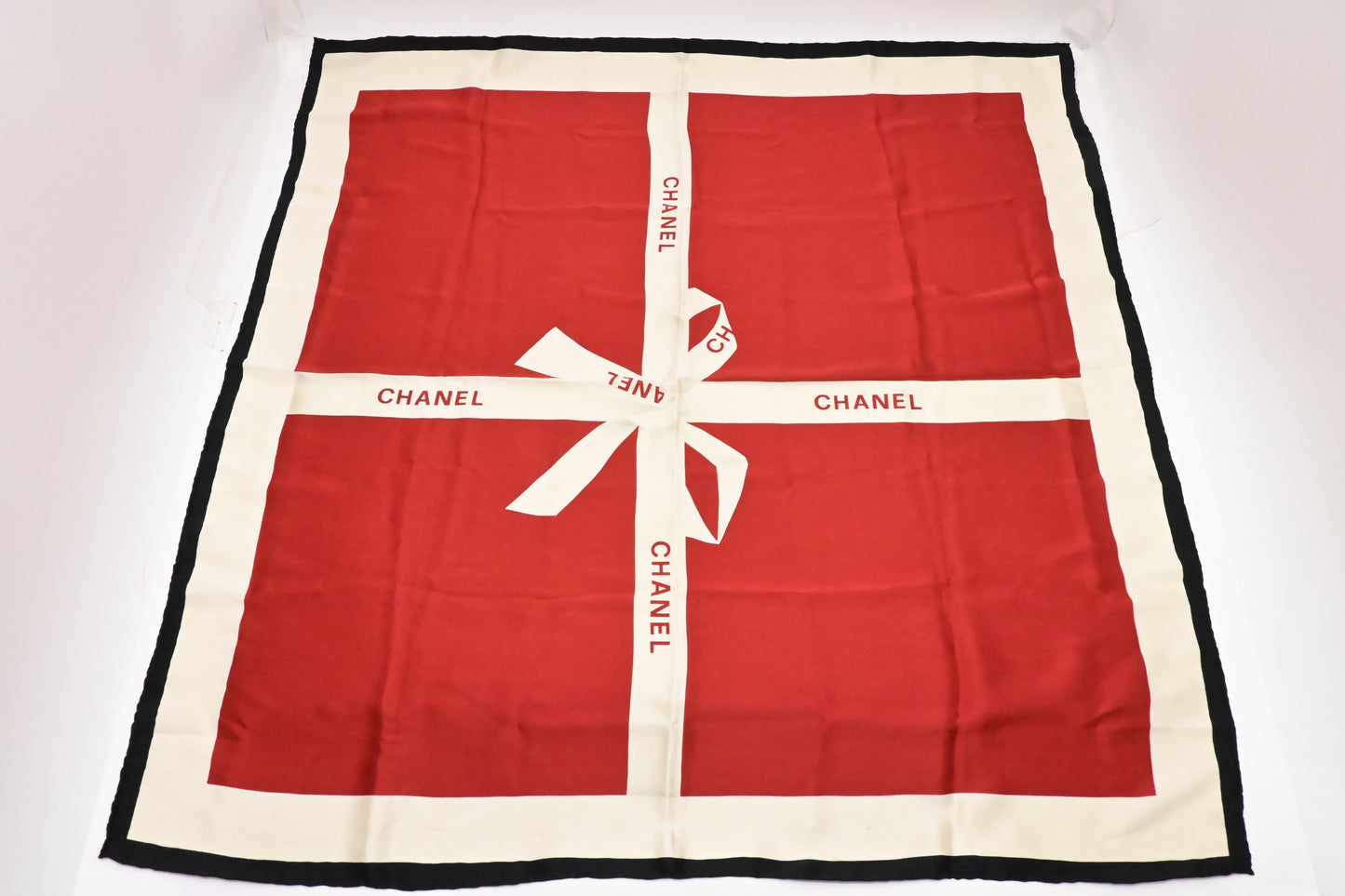 Chanel Scarf Silk Red Red Silk