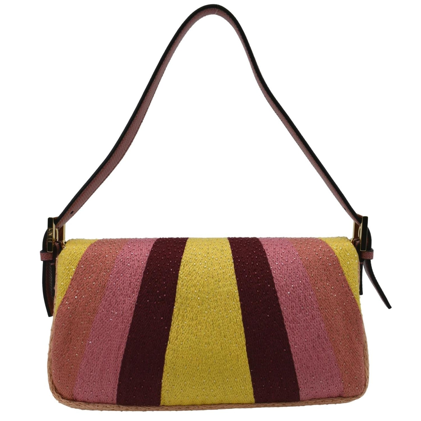 Fendi Baguette Shoulder Satchel Bag Leather Satin Multicolor