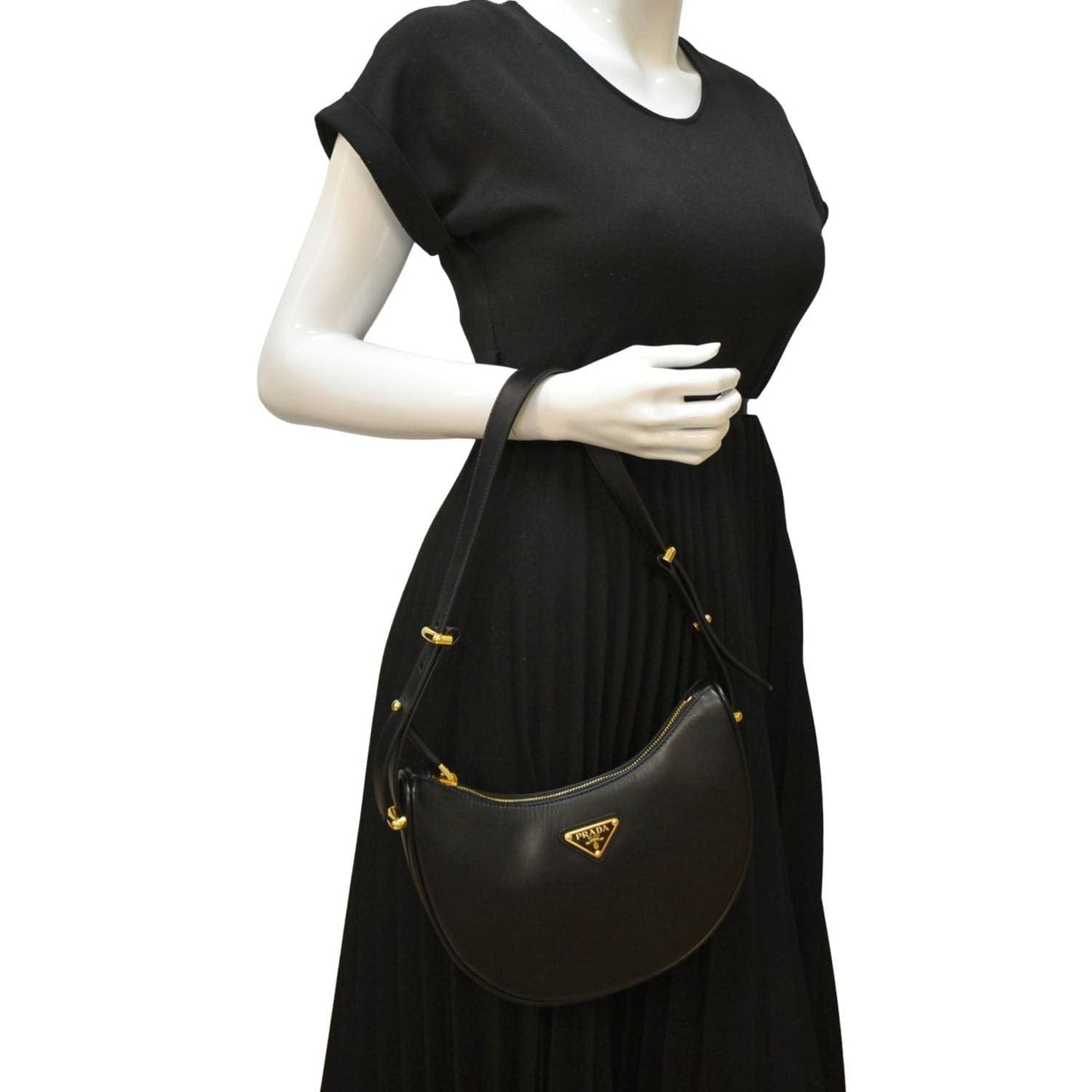 Prada Arque Shoulder Bag Leather Black