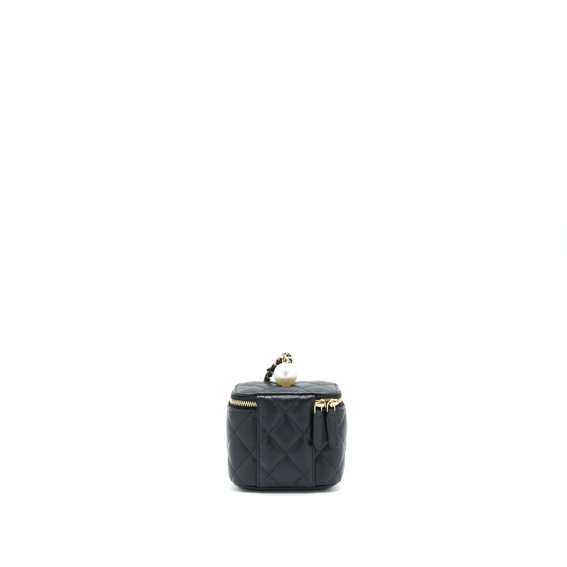 Chanel Vanity CC Pearl Caviar LGHW Black Small Clutch Bag