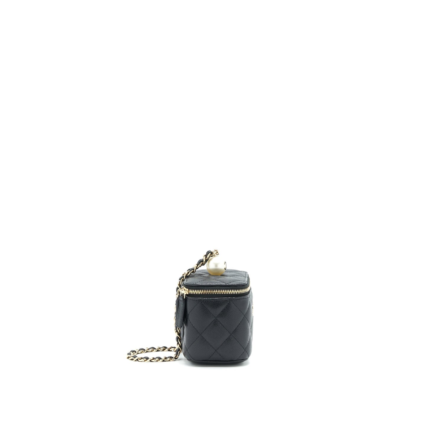 Chanel Vanity CC Pearl Caviar LGHW Black Small Clutch Bag