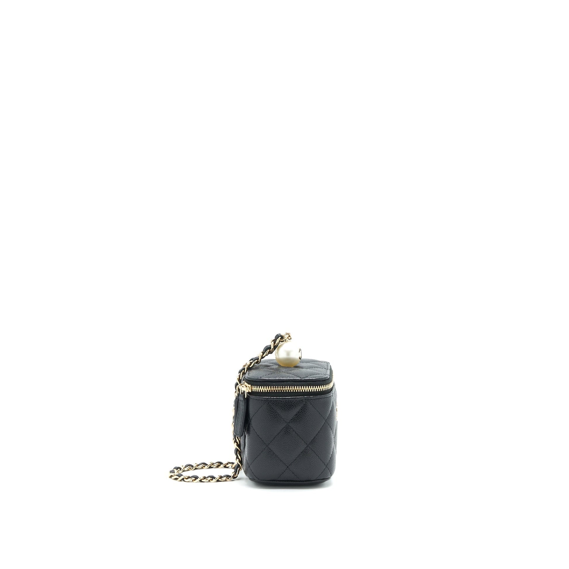 Chanel Vanity CC Pearl Caviar LGHW Black Small Clutch Bag