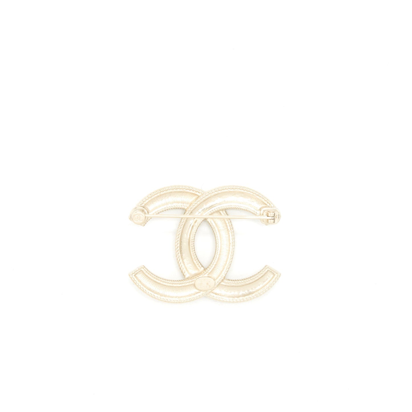 Chanel Detailed CC Logo Brooch Brushed Tone Silver Handbag