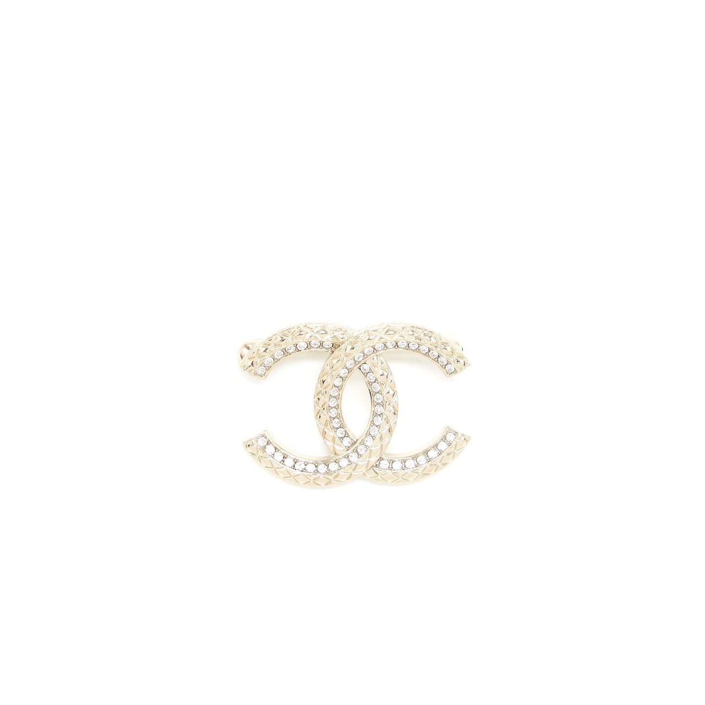 Chanel CC Logo Brooch Light Tone Gold Small Handbag