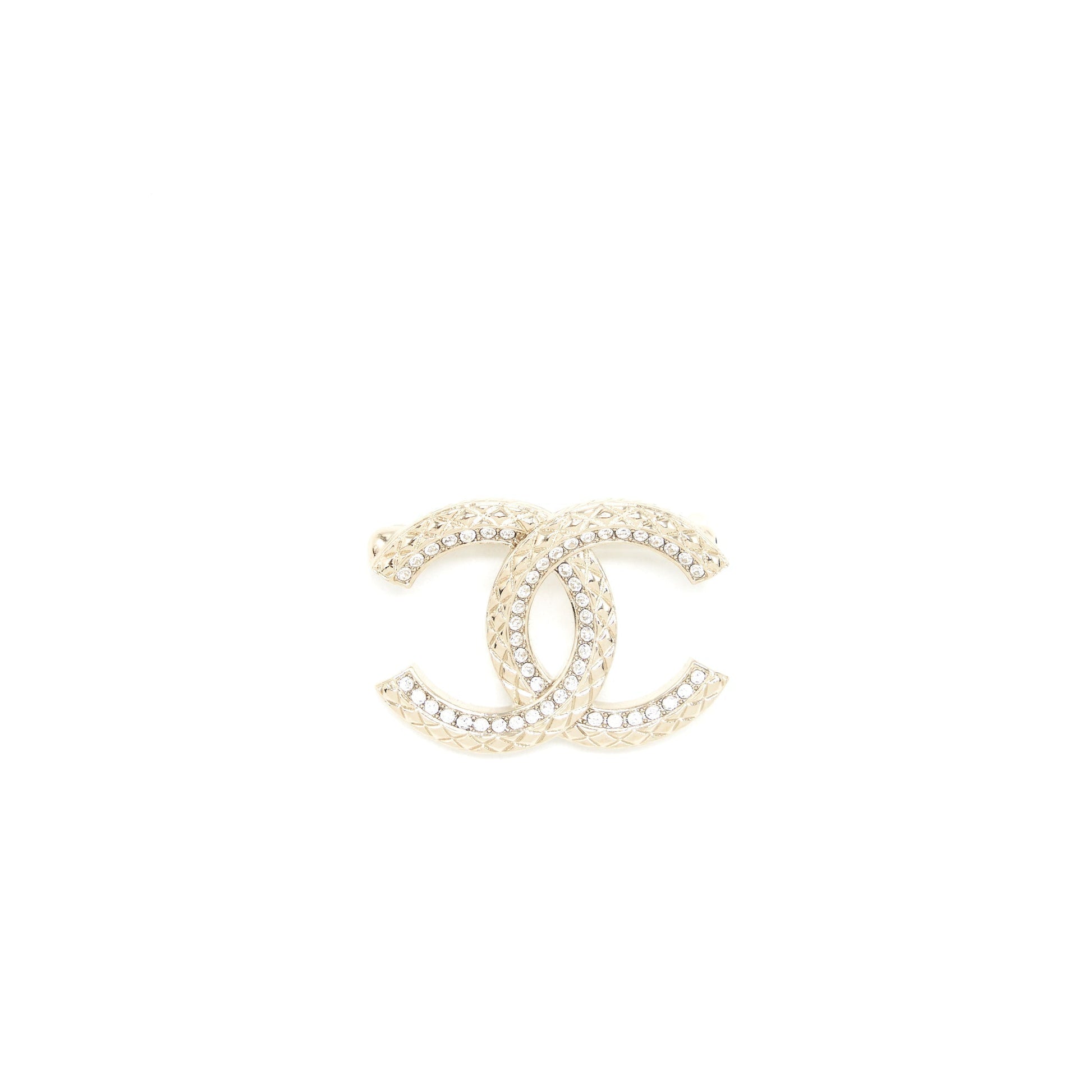 Chanel CC Logo Brooch Light Tone Gold Small Handbag