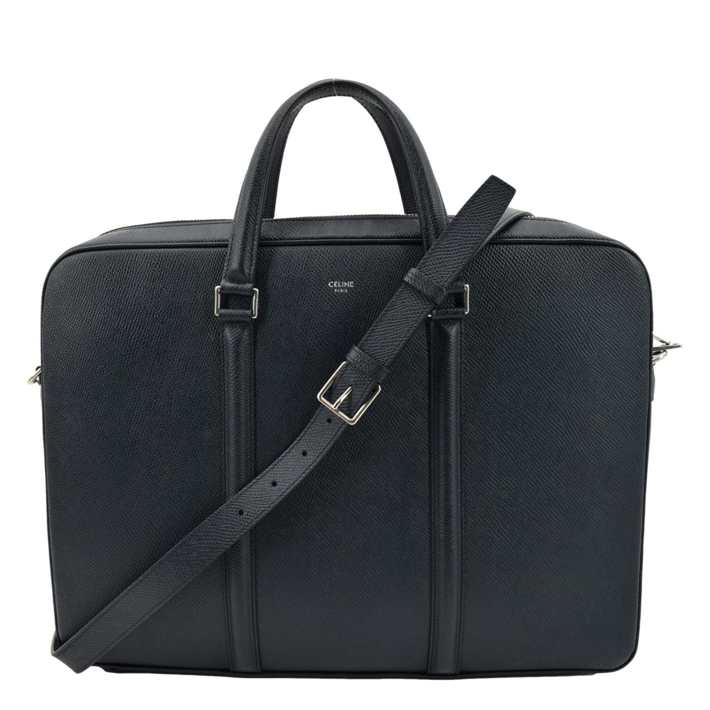 Grained Calfskin Crossbody Briefcase Bag Navy Leather Blue Crossbody Bag