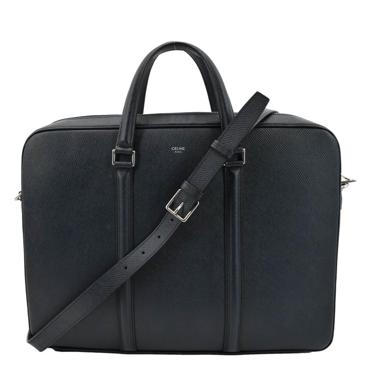 Grained Calfskin Crossbody Briefcase Bag Navy Leather Blue Crossbody Bag