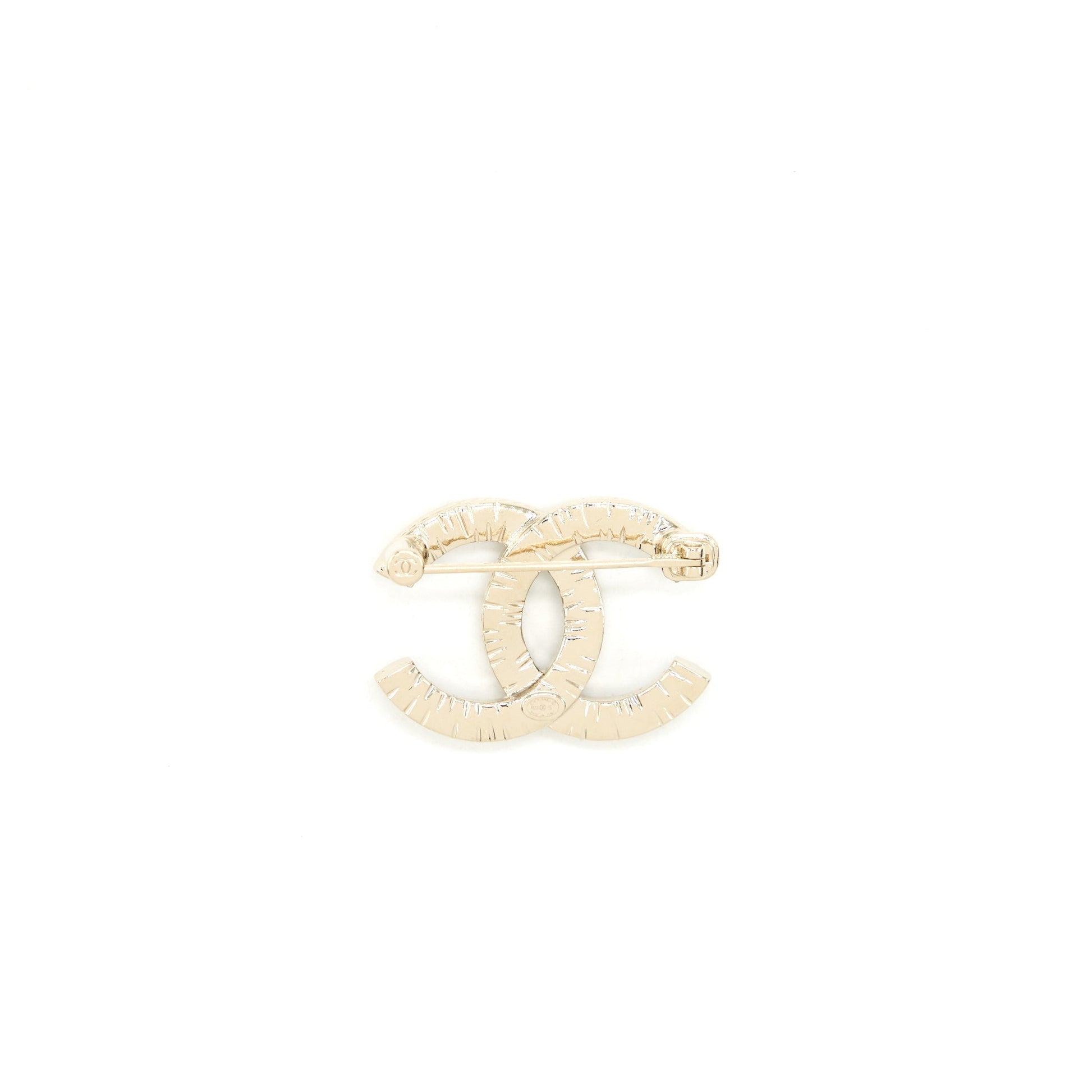 Chanel CC Logo Brooch Light Tone Gold Small Handbag