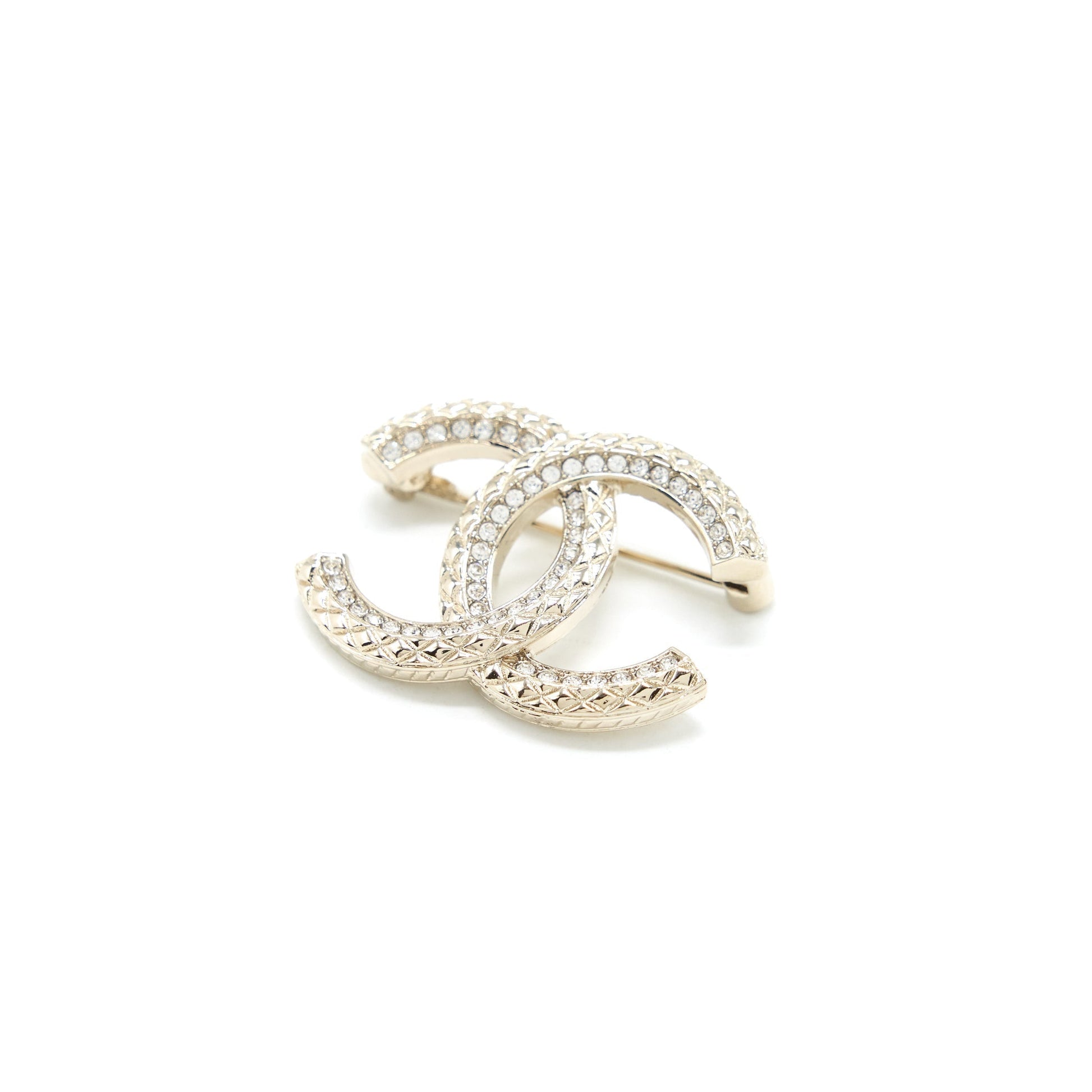 Chanel CC Logo Brooch Light Tone Gold Small Handbag