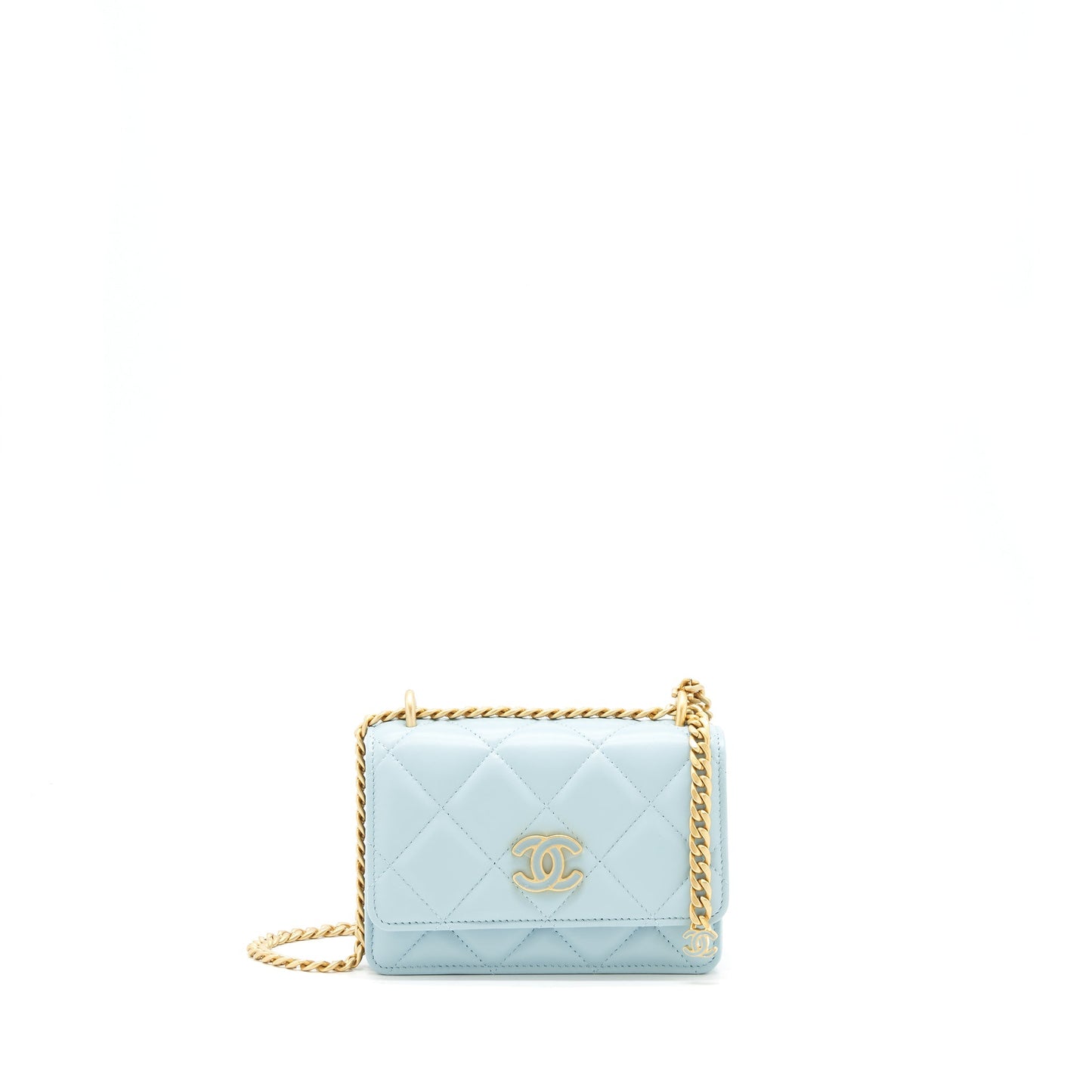 Chanel 22P Purse Vanity light GHW Blue Handbag