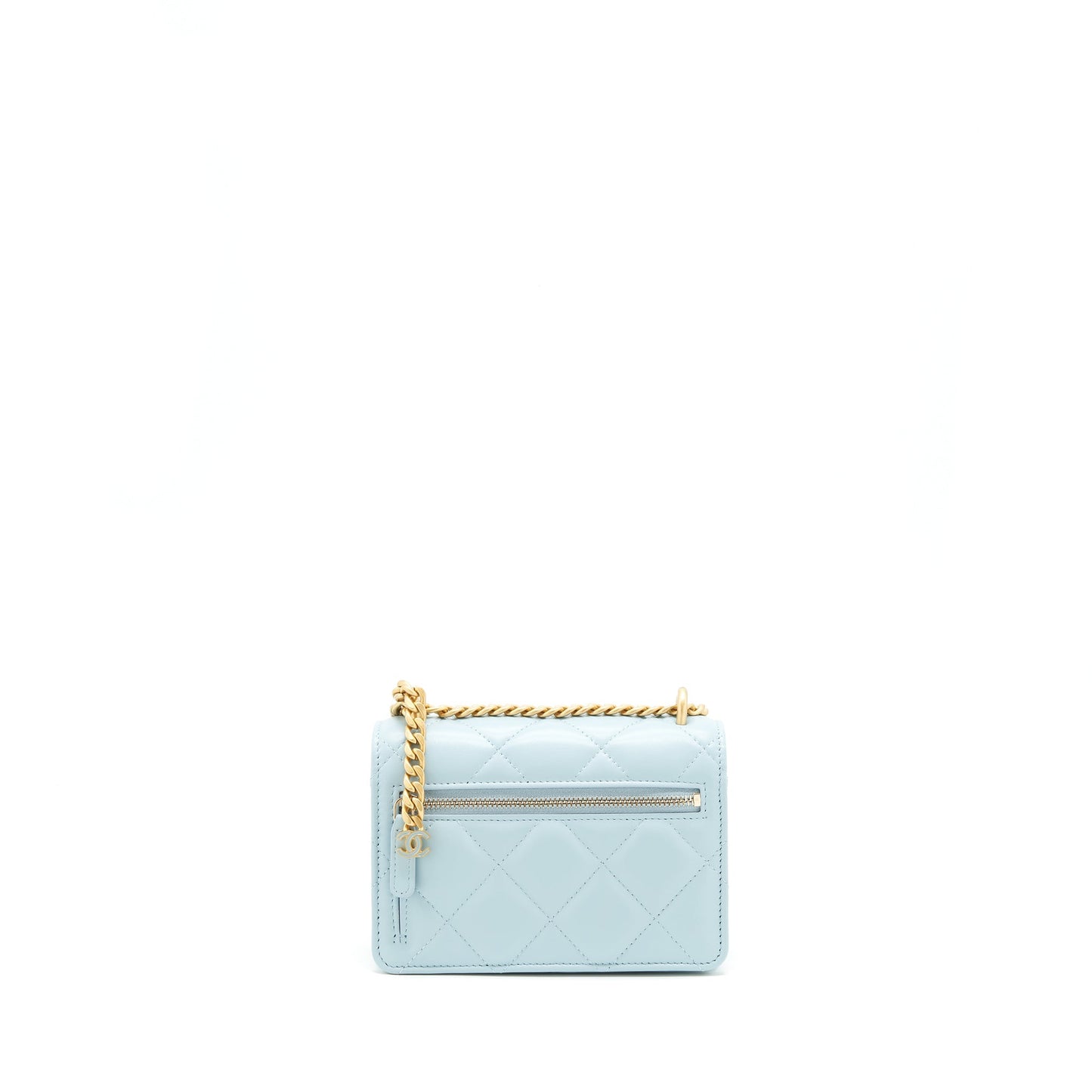Chanel 22P Purse Vanity light GHW Blue Handbag