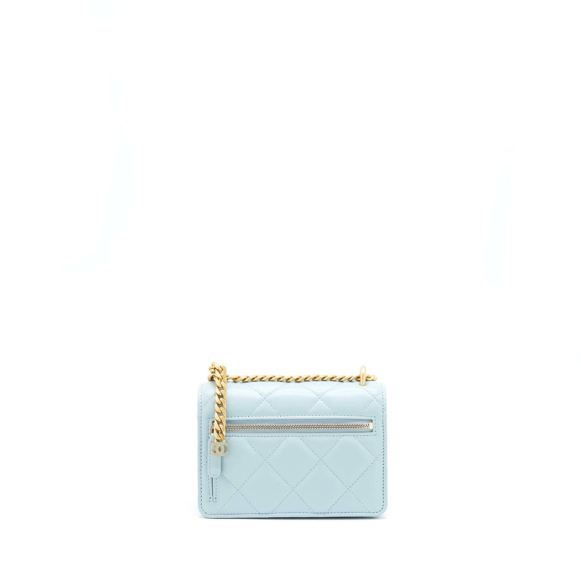 Chanel 22P Purse Vanity light GHW Blue Handbag