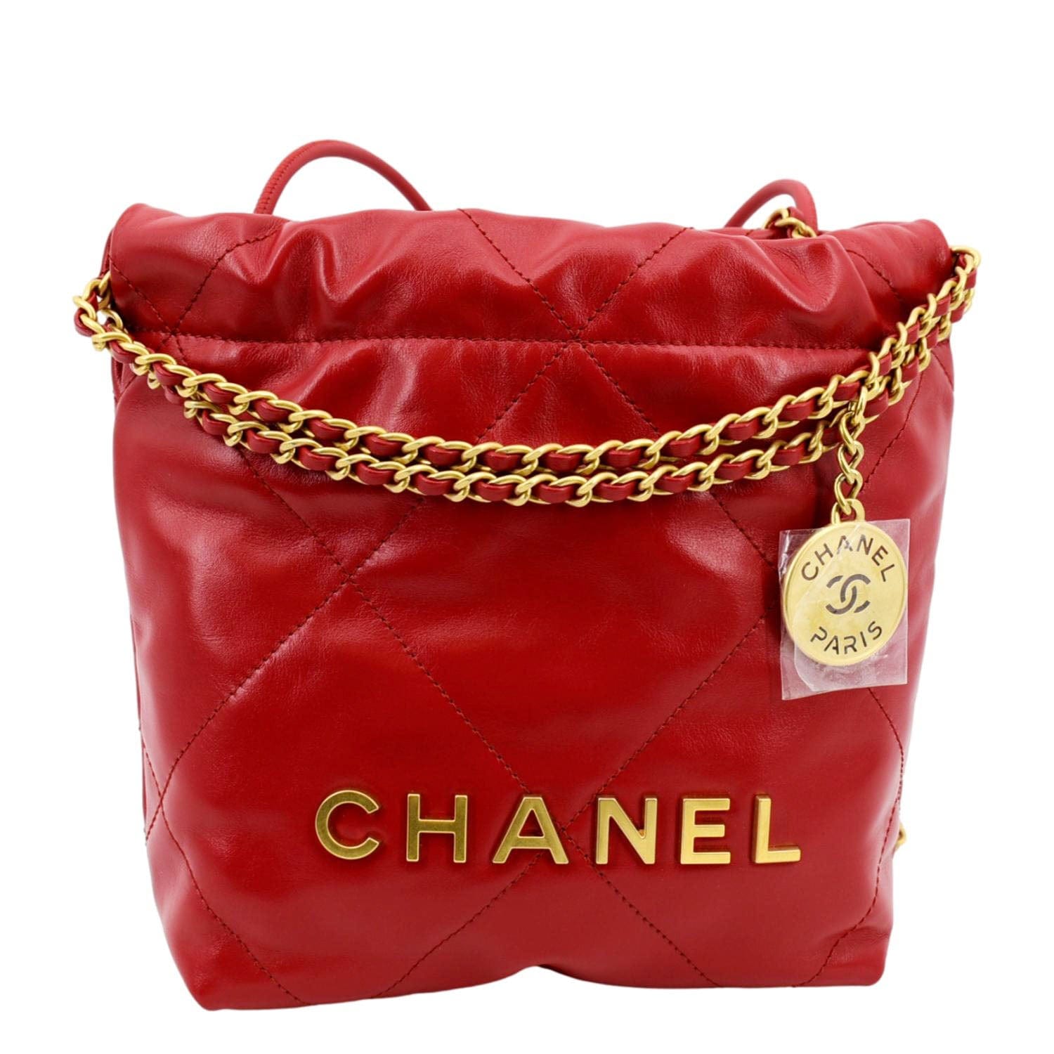 Chanel 22 Shiny Leather Calfskin Red Travel Bag