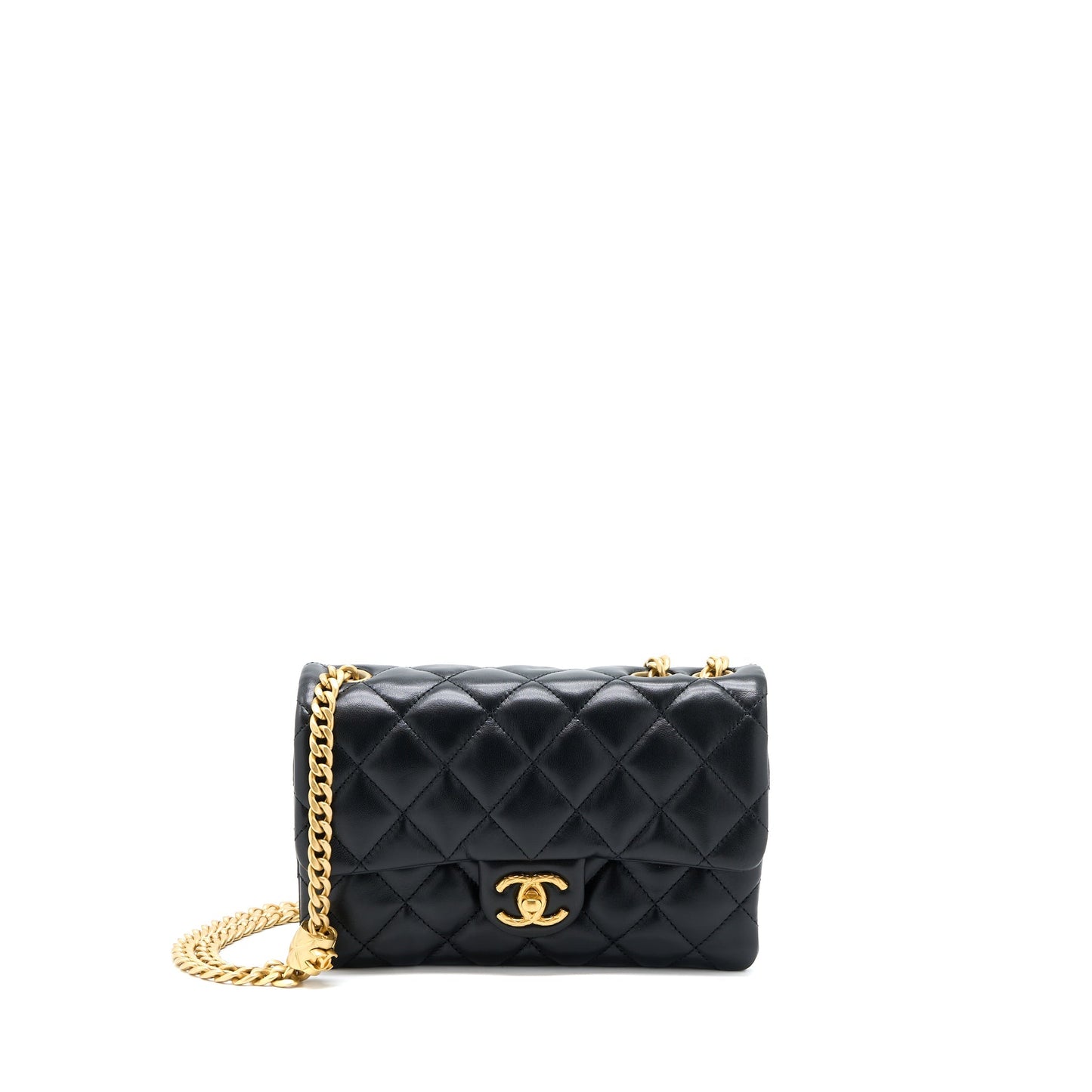 Chanel 22K Pillar Adjustment Flap Lambskin GHW Black Gold Shoulder Bag Microchip 1