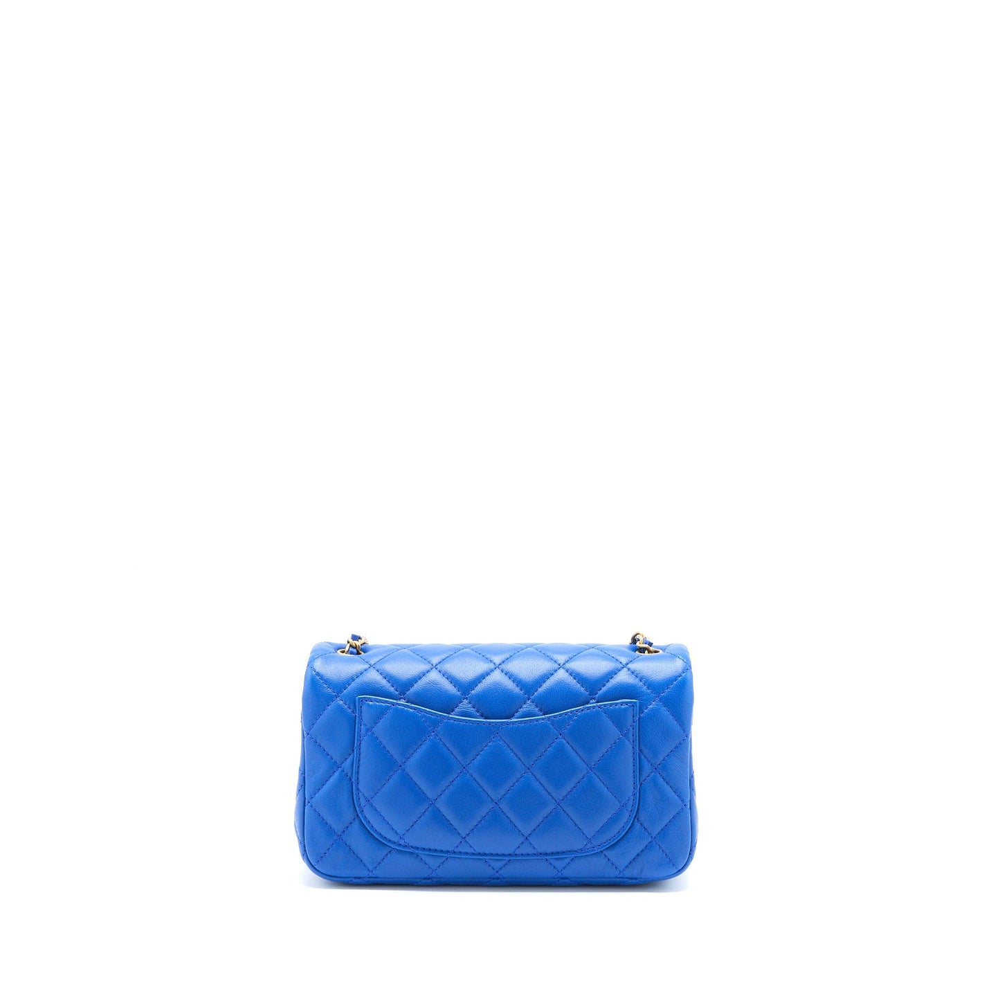 Chanel Pearl Crush Rectangular Lambskin Brushed GHW Blue Mini Bag