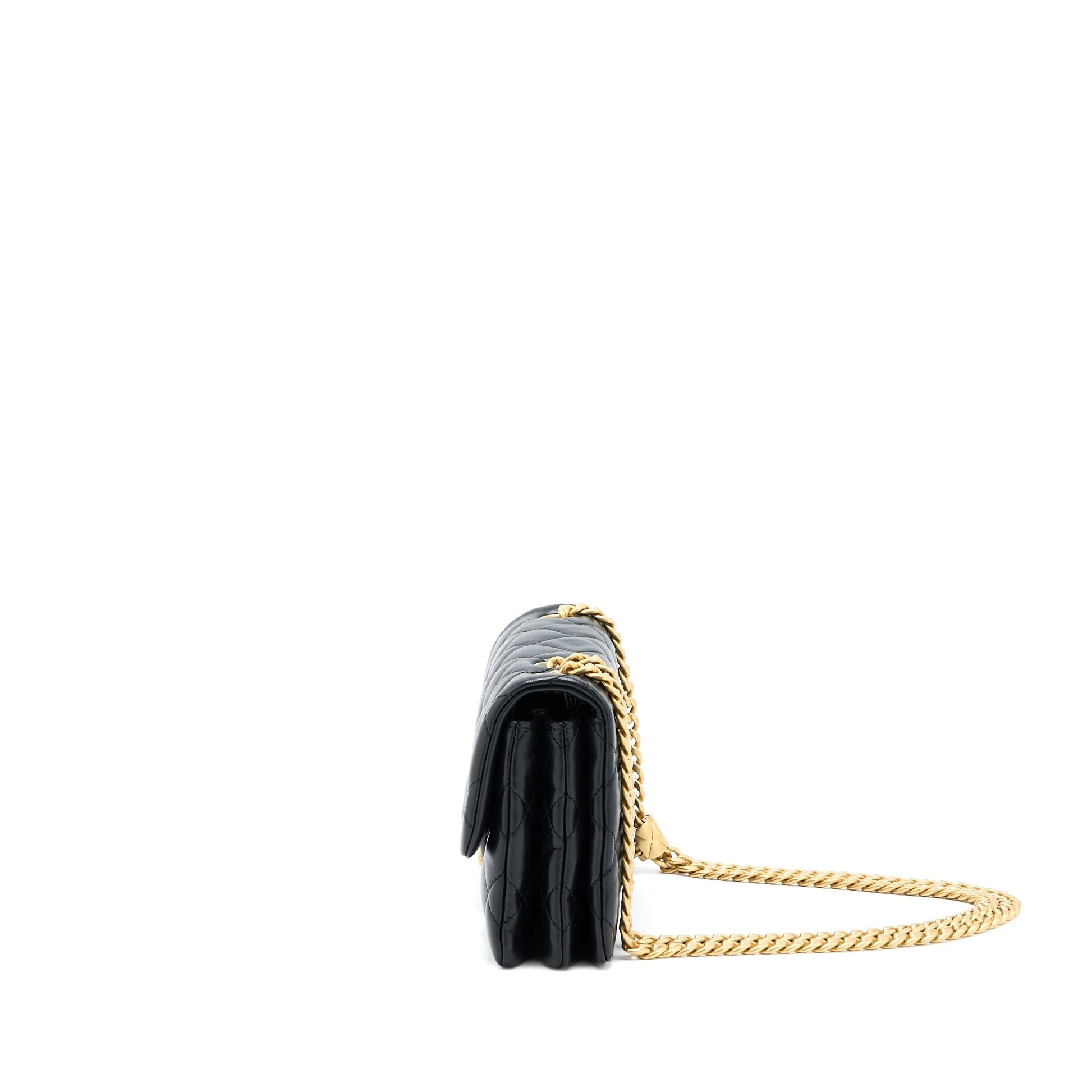 Chanel 22K Pillar Adjustment Flap Lambskin GHW Black Gold Shoulder Bag Microchip 1
