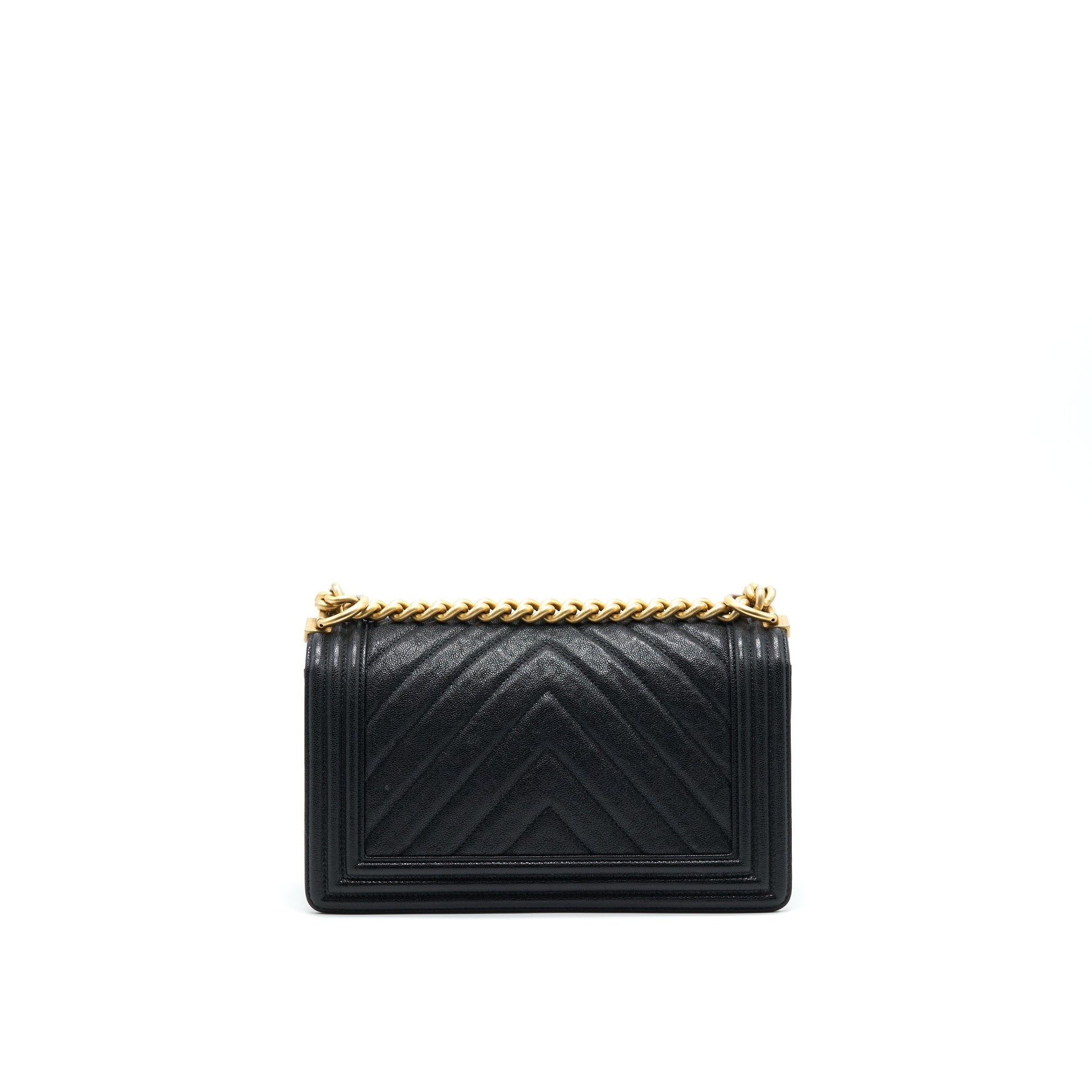 Chanel Chevron Boy Caviar GHW Black Handbag