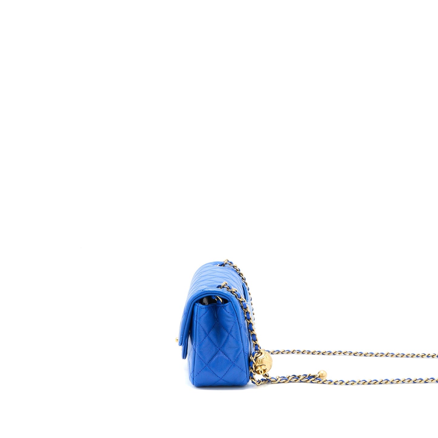Chanel Pearl Crush Rectangular Lambskin Brushed GHW Blue Mini Bag