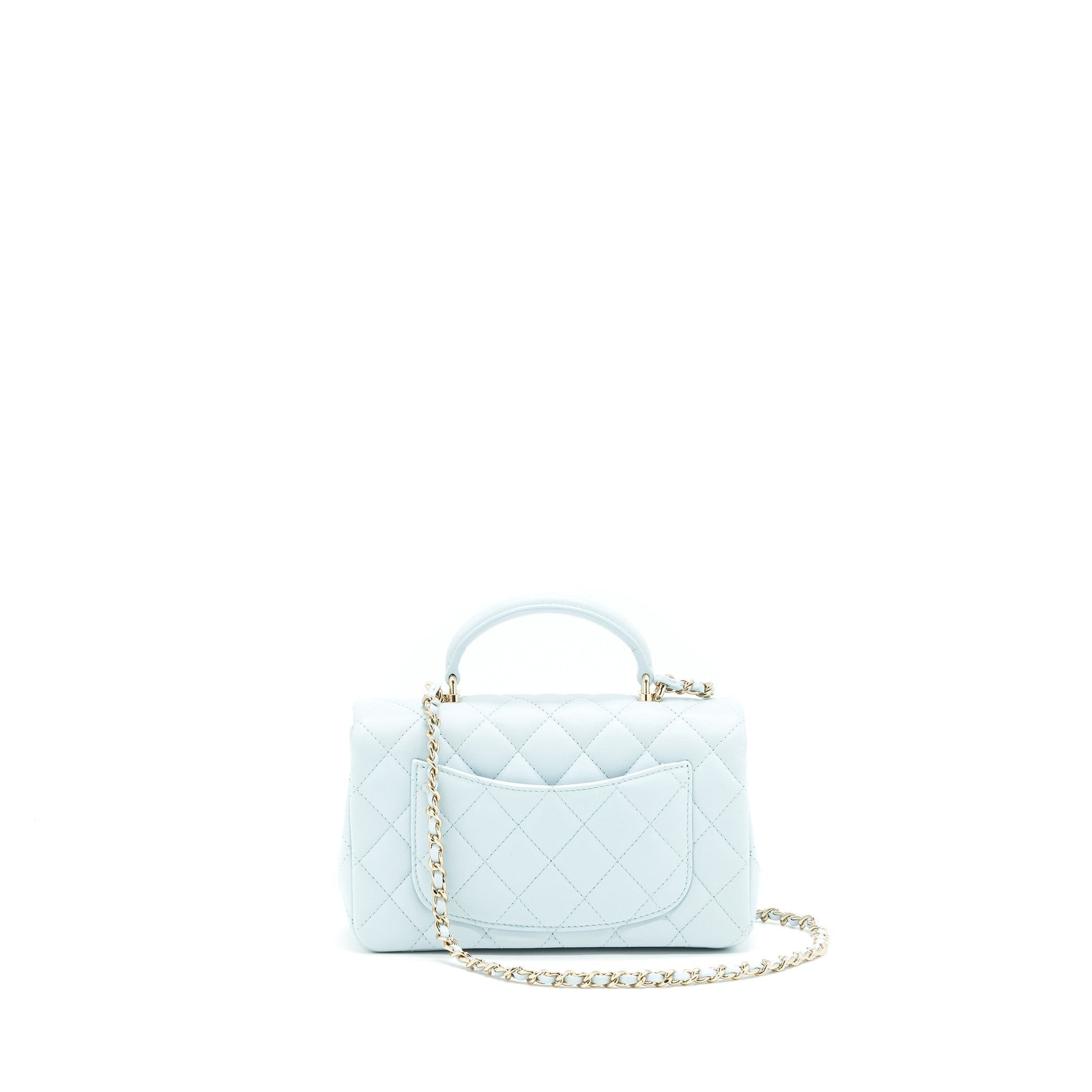 Chanel 21K Top Handle Rectangular Flap Pastel Blue Shoulder Bag Lghw 1