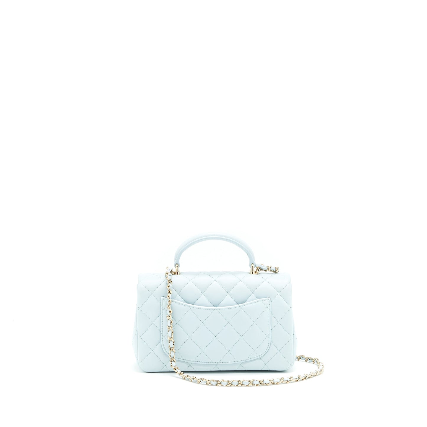 Chanel 21K Top Handle Rectangular Flap Pastel Blue Shoulder Bag