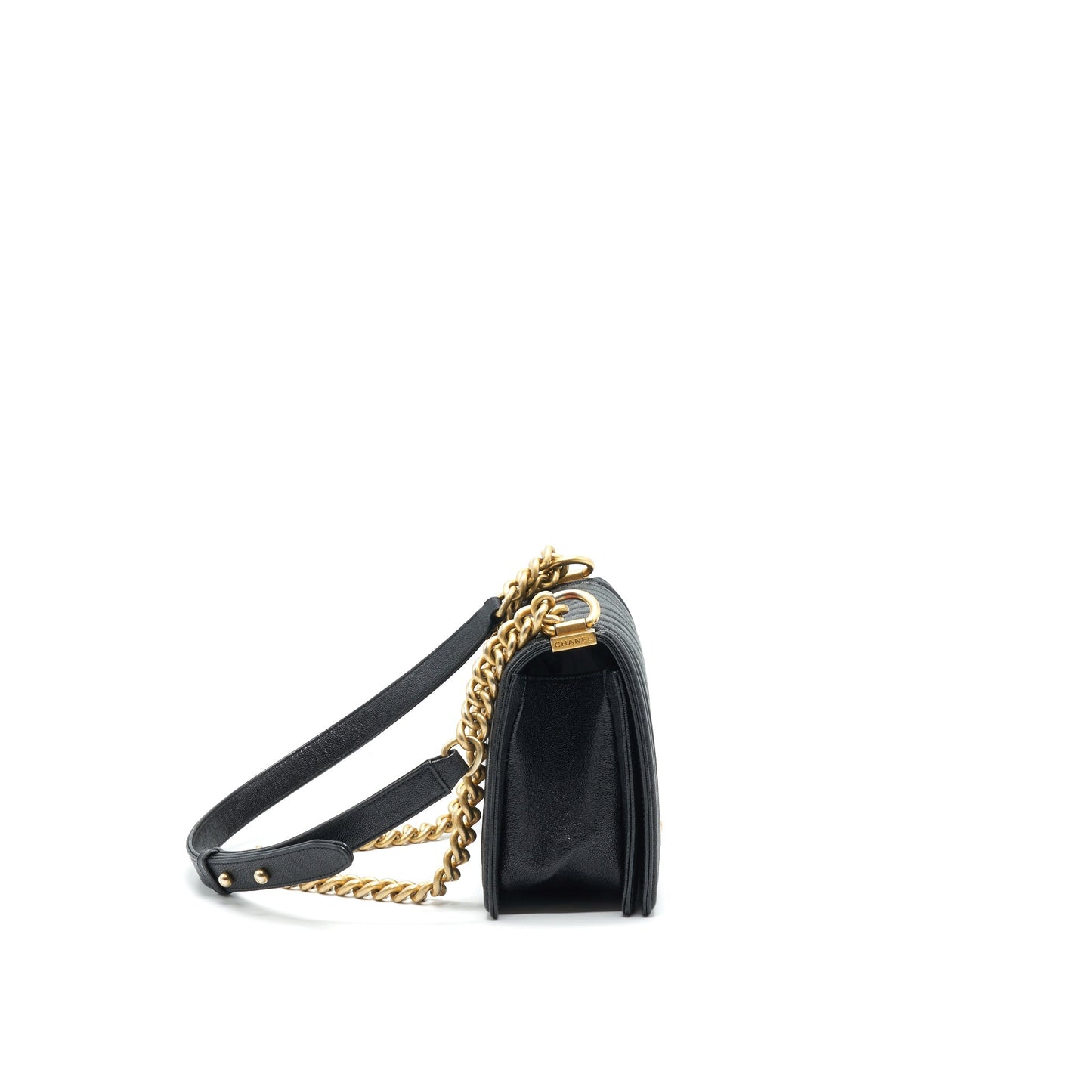 Chanel Chevron Boy Caviar GHW Black Handbag