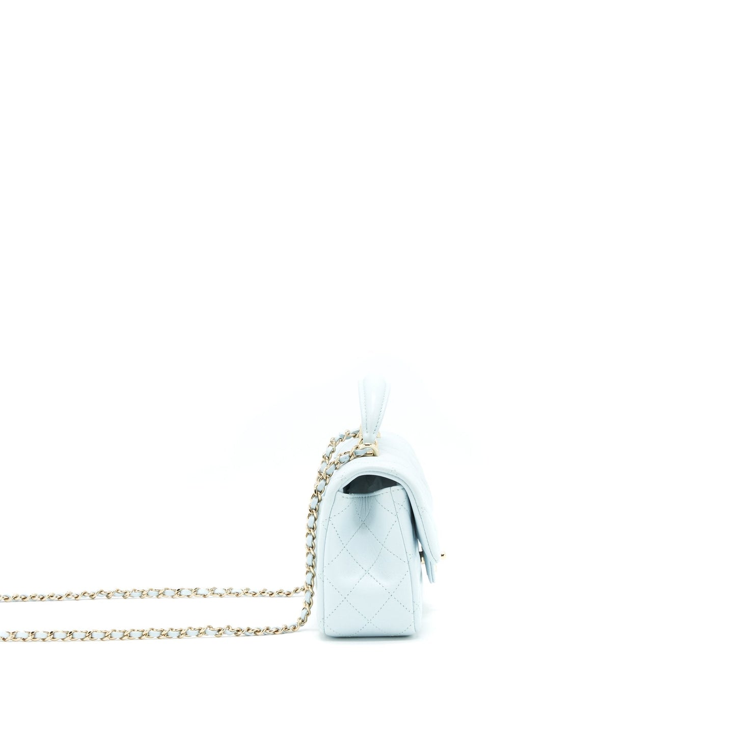 Chanel 21K Top Handle Rectangular Flap Pastel Blue Shoulder Bag Lghw 1