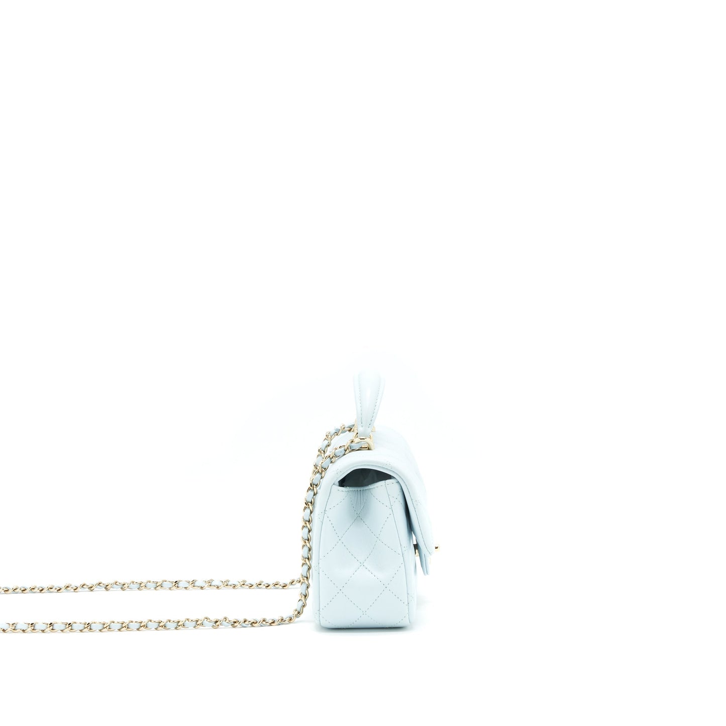 Chanel 21K Top Handle Rectangular Flap Pastel Blue Shoulder Bag