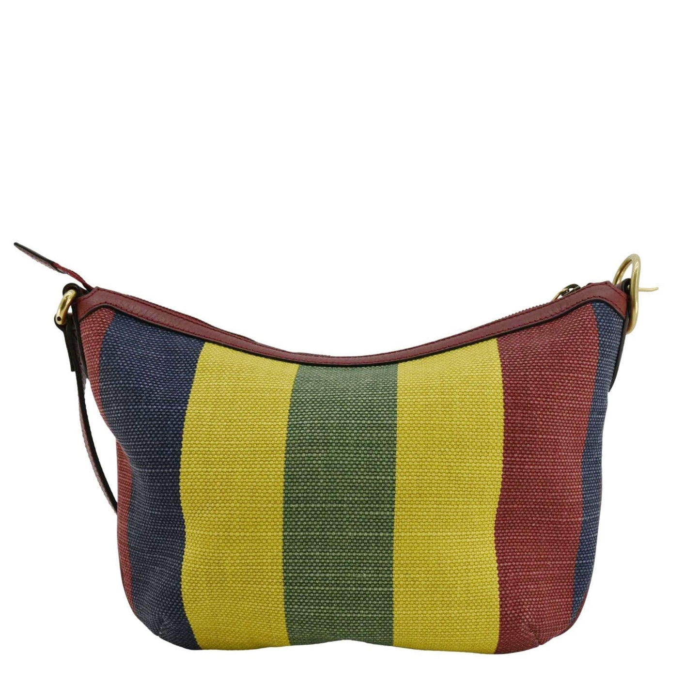 Gucci Baiadera Stripe Script Half Moon Shoulder Bag Canvas Logo