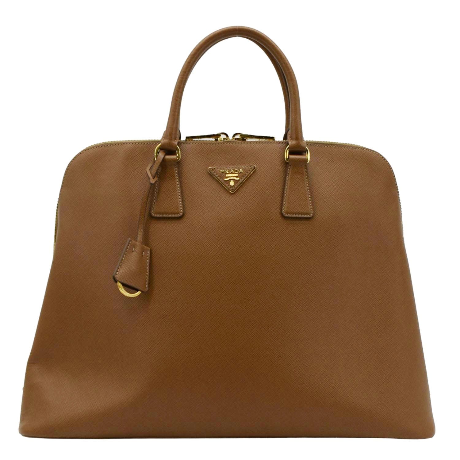 Promenade Saffiano Satchel Bag Light Leather Brown Travel Bag