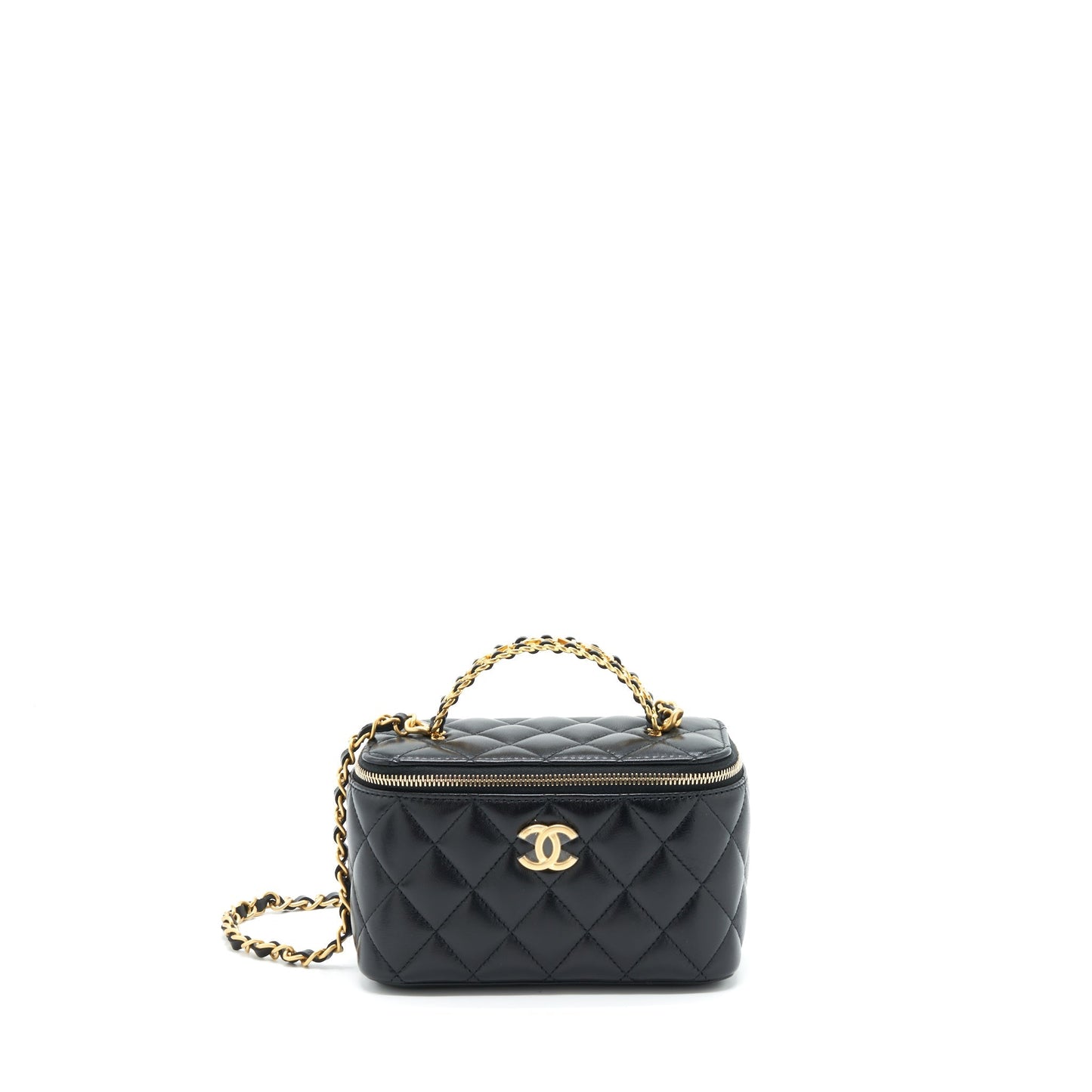 Chanel 22S Letter Top Handle Long Vanity Black Handbag Black Ghw