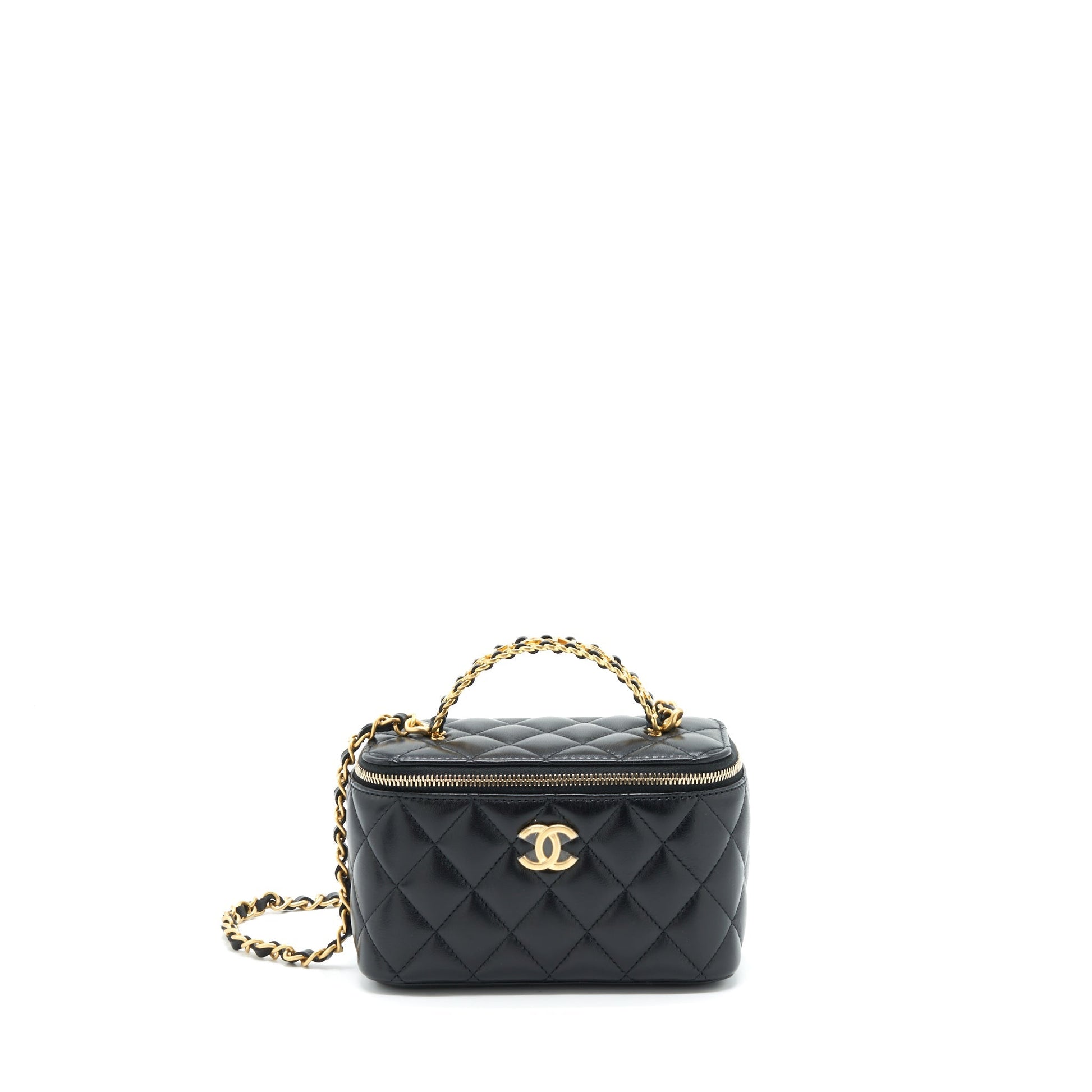 Chanel 22S Letter Top Handle Long Vanity Black Handbag Black Ghw
