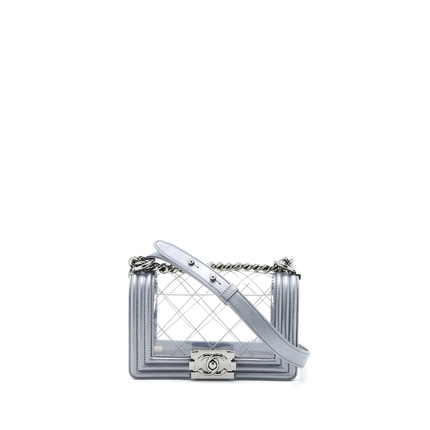 Chanel Boy PVC Lambskin SHW Silver Small Handbag