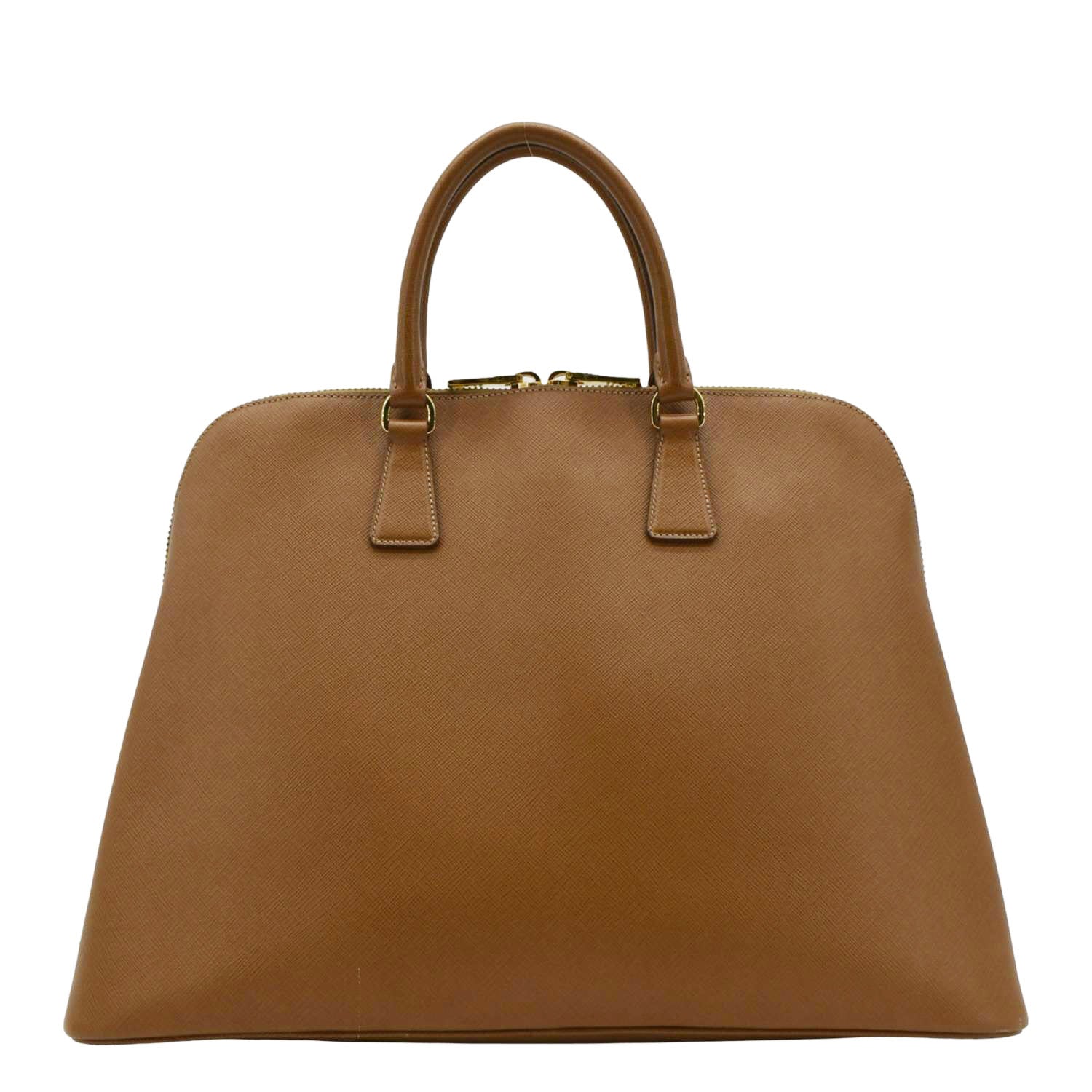 Prada Promenade Satchel Bag Light Leather Saffiano Brown