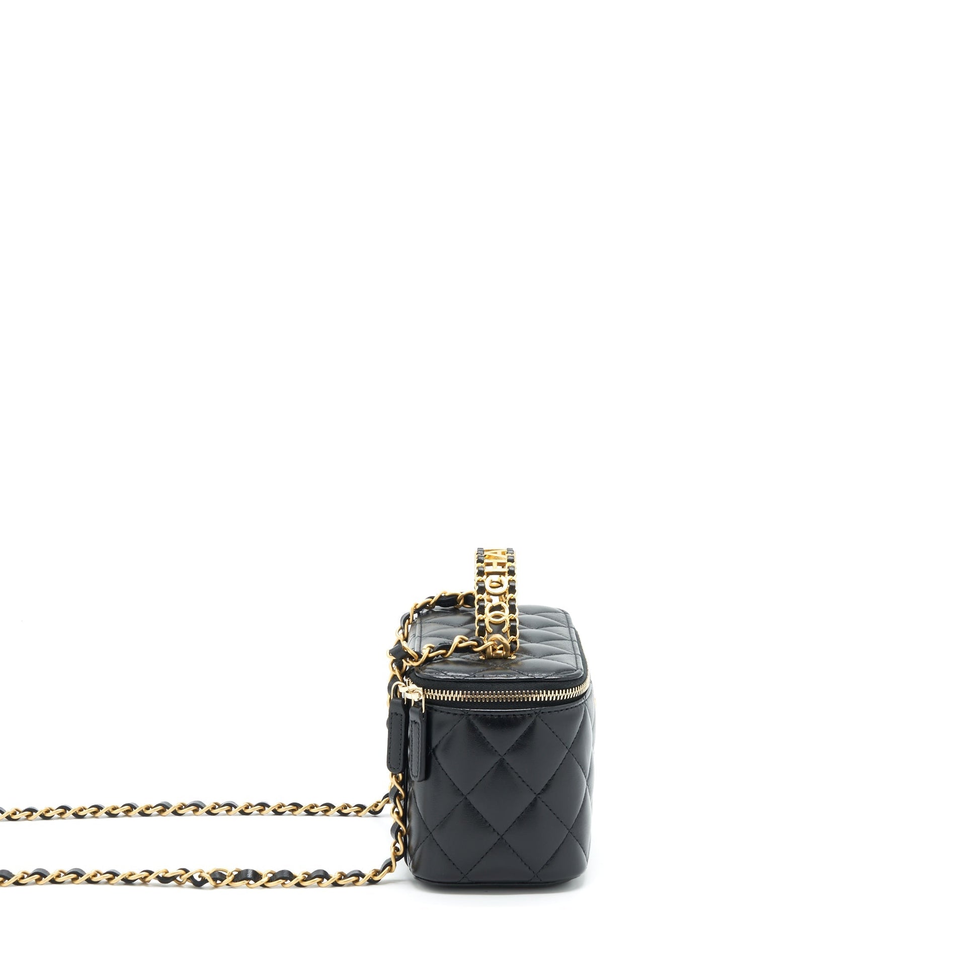 Chanel 22S Letter Top Handle Long Vanity Black Handbag Black Ghw