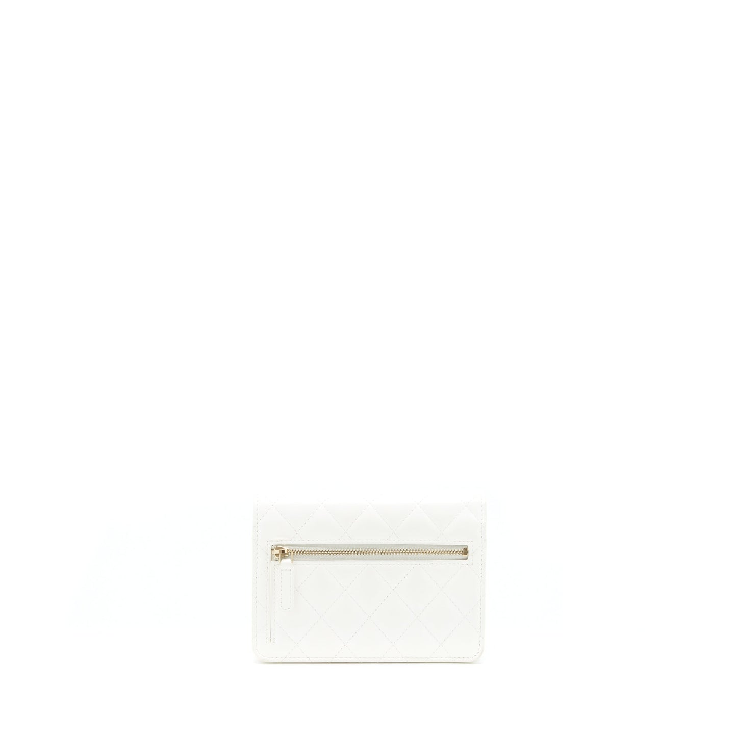 Chanel On Ribbon Lambskin GHW White Small Wallet Case