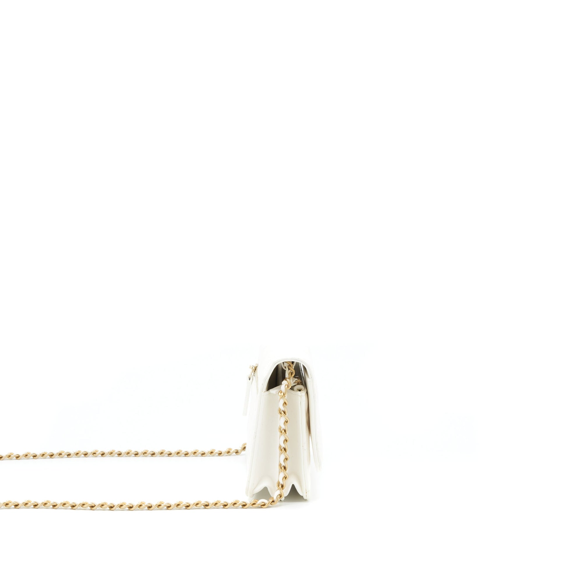 Chanel On Ribbon Lambskin GHW White Small Wallet Case