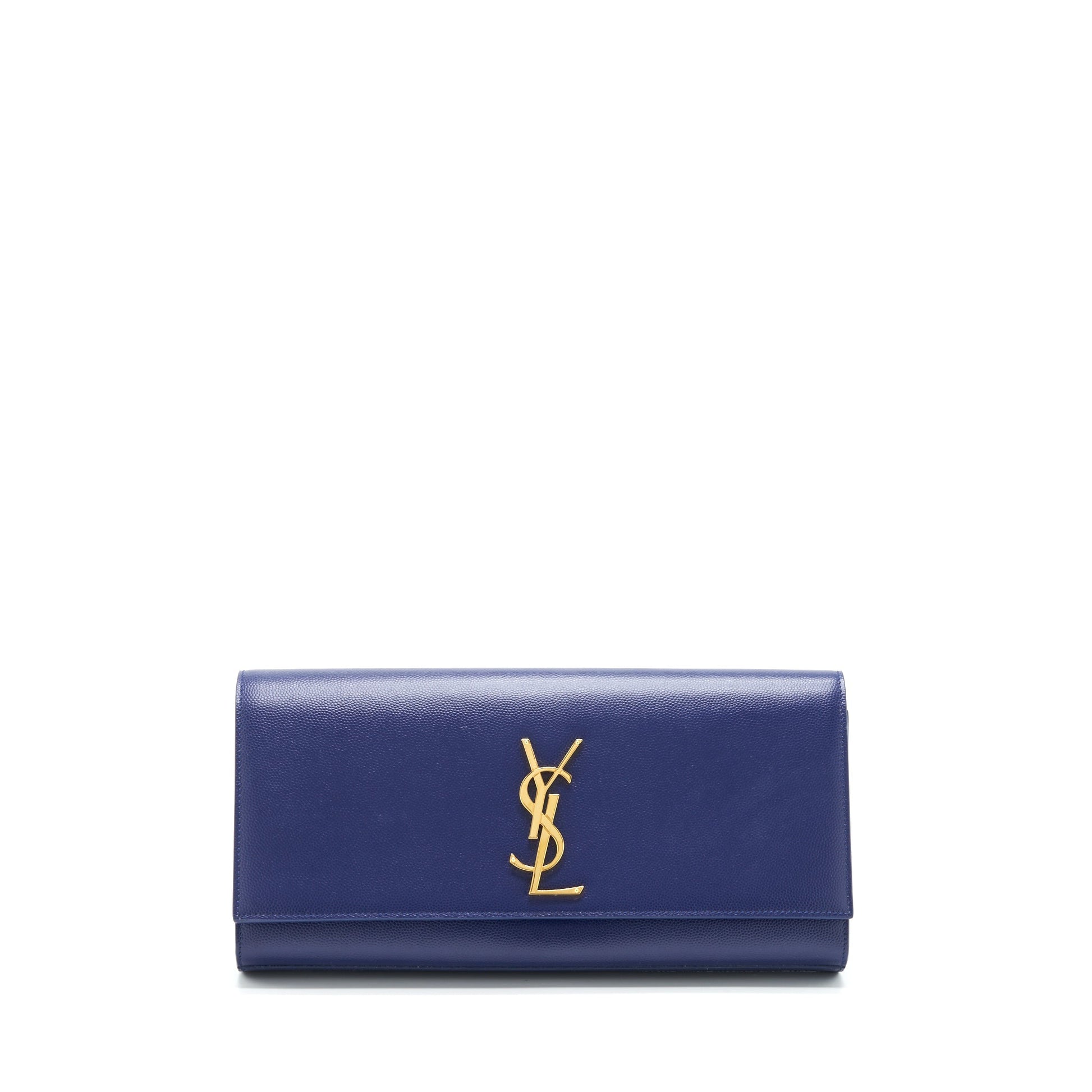 YSL Saint Laurent Clutch Caviar Blue Clutch Bag