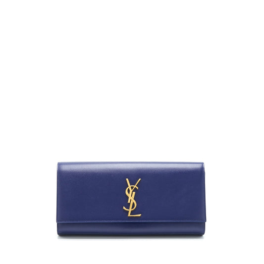 YSL Saint Laurent Clutch Caviar Blue Clutch Bag