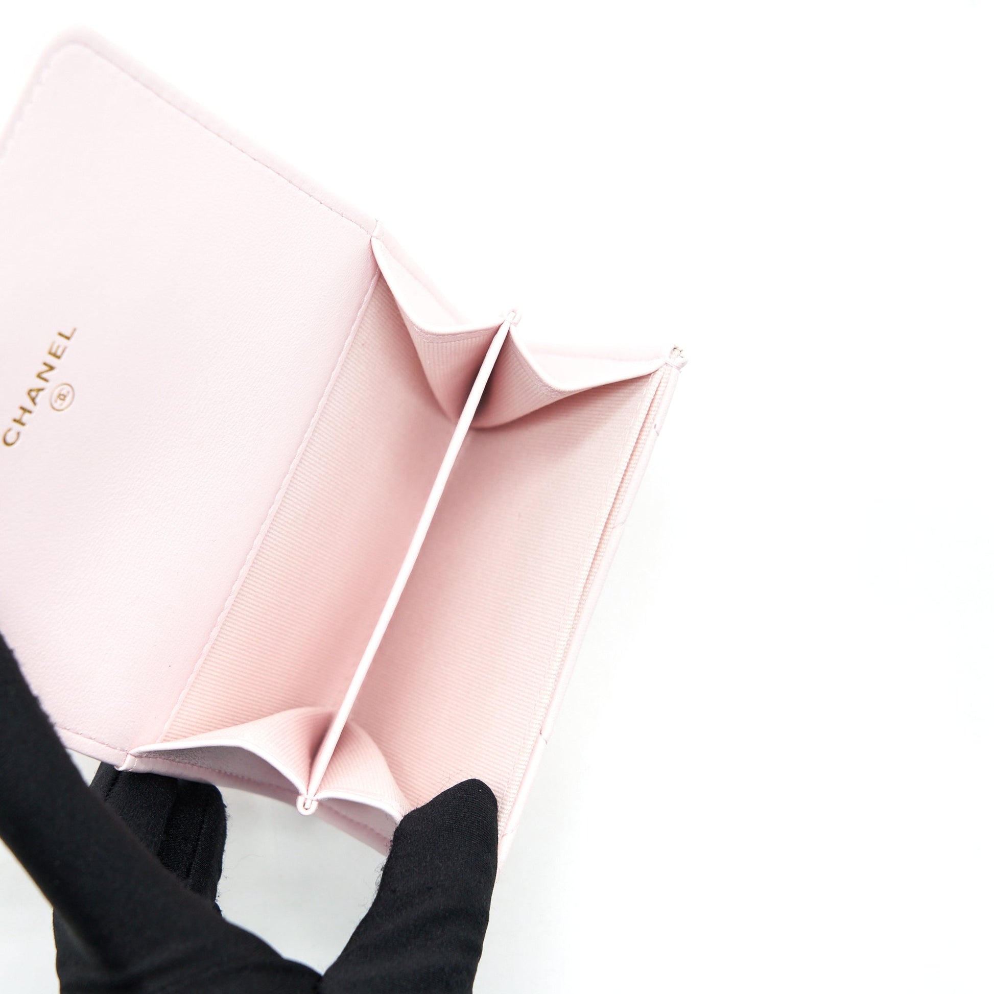 Chanel 19 Flap Cardholder Lambskin Light GHW Pink Wallet Case
